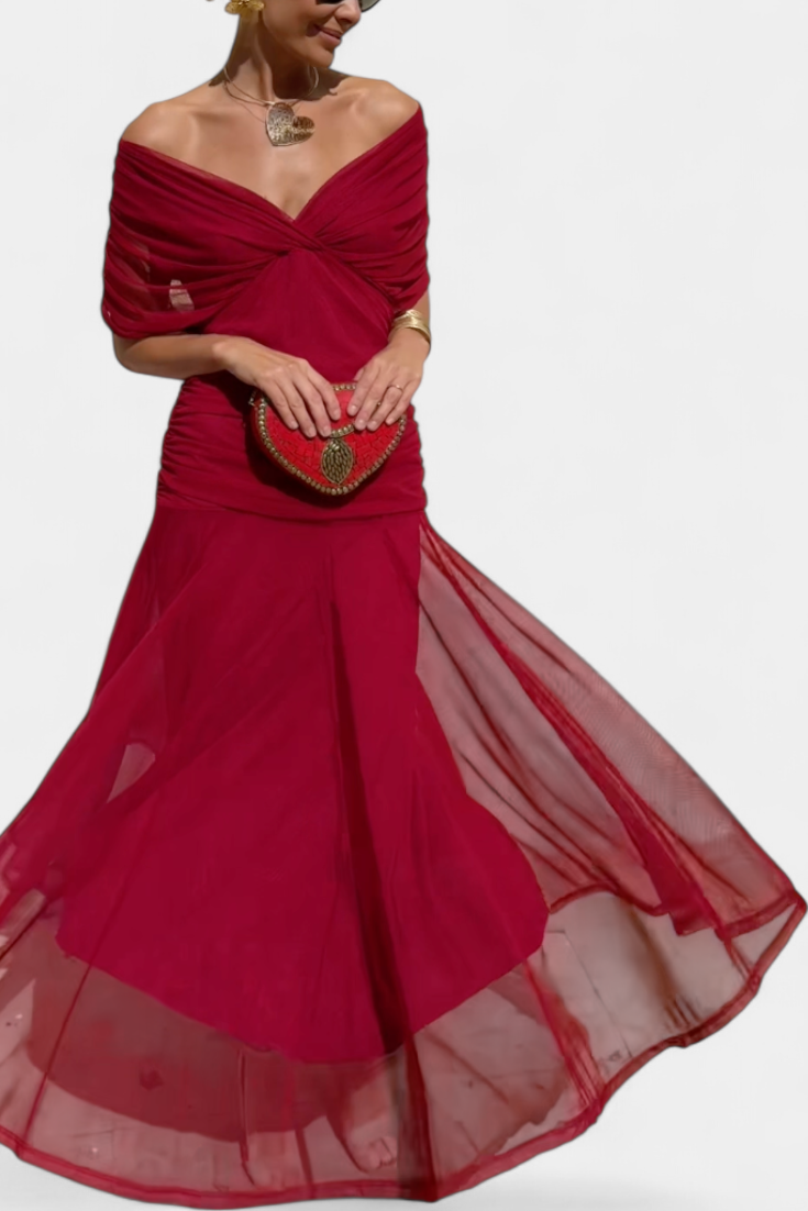 Florendra | Long Floral V-Neck Dress
