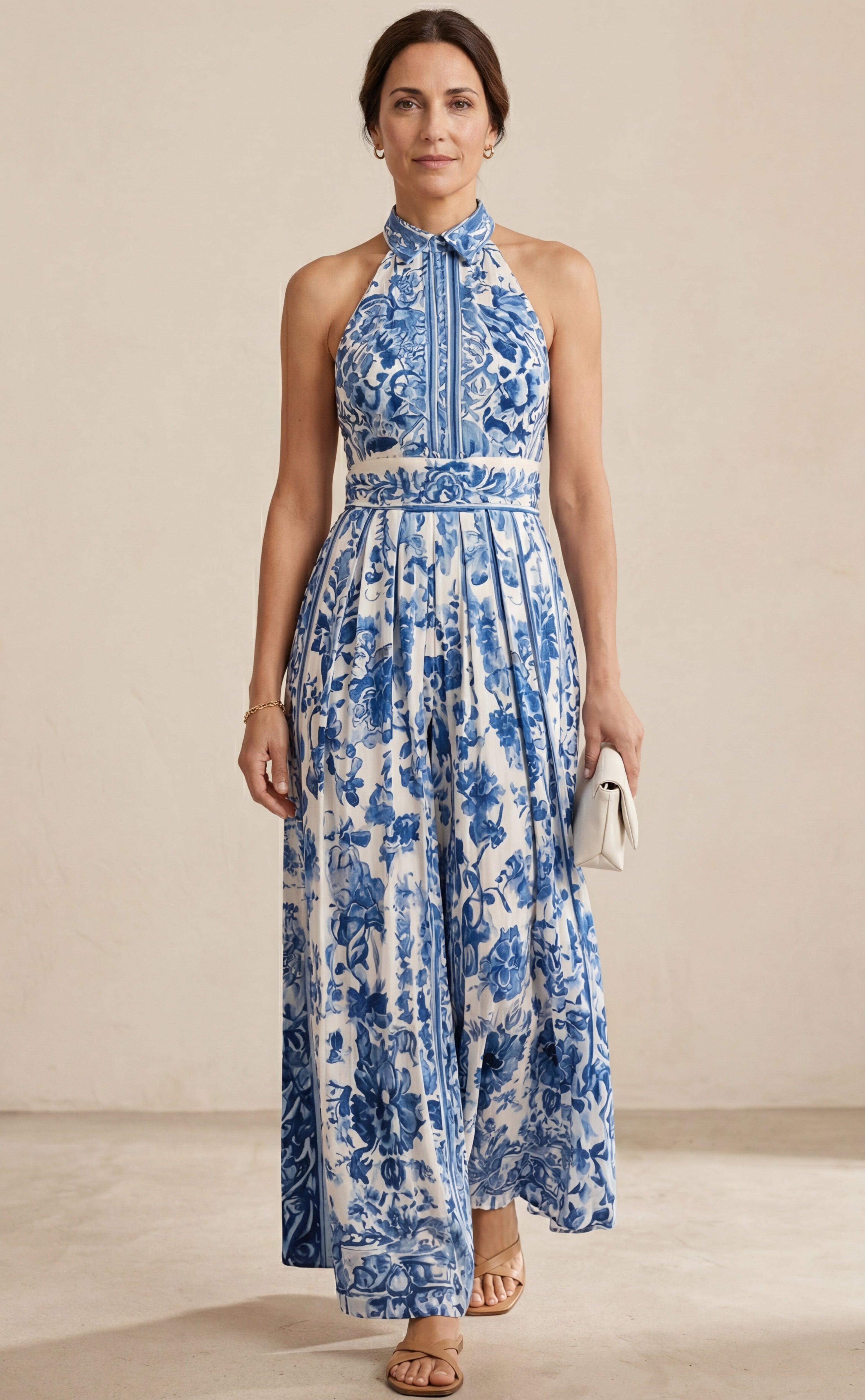 Shante Porcelain Floral A-Line Dress