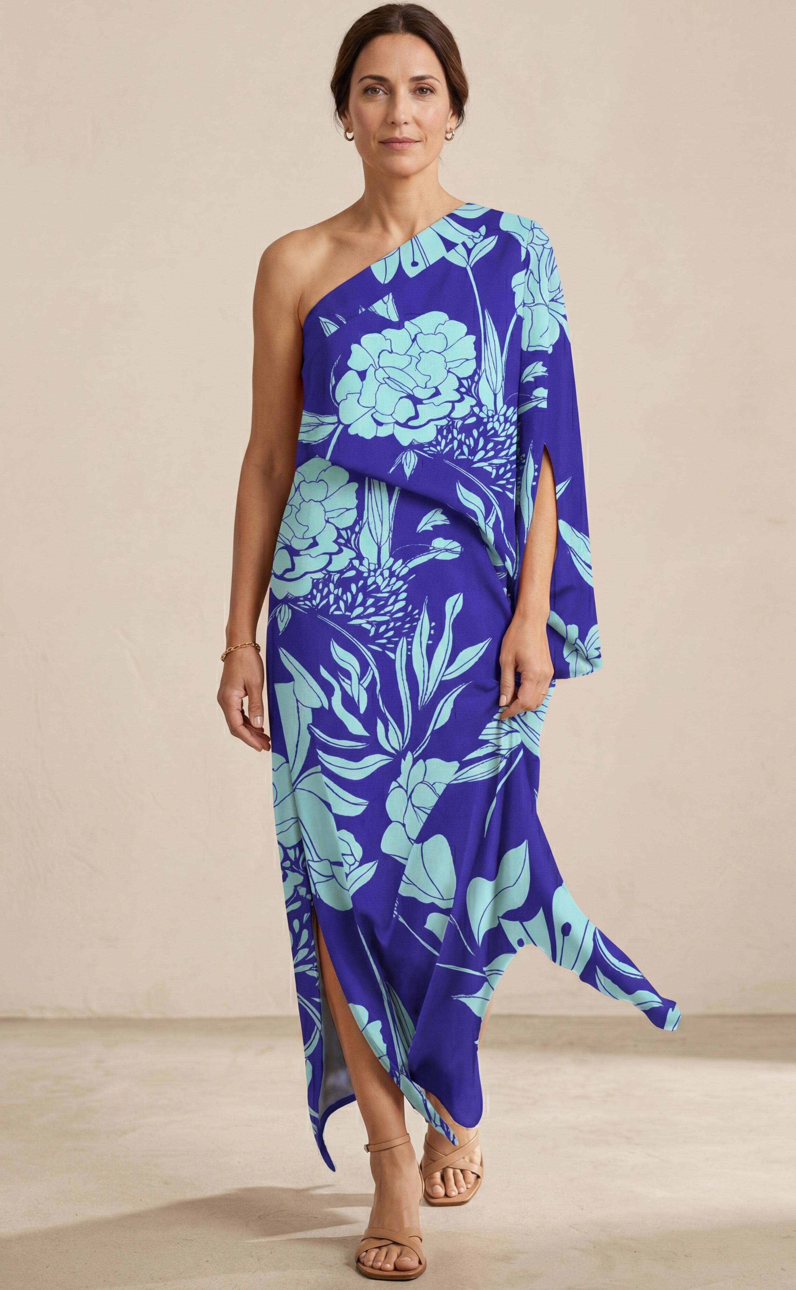 Carlena One-Shoulder Floral Dress