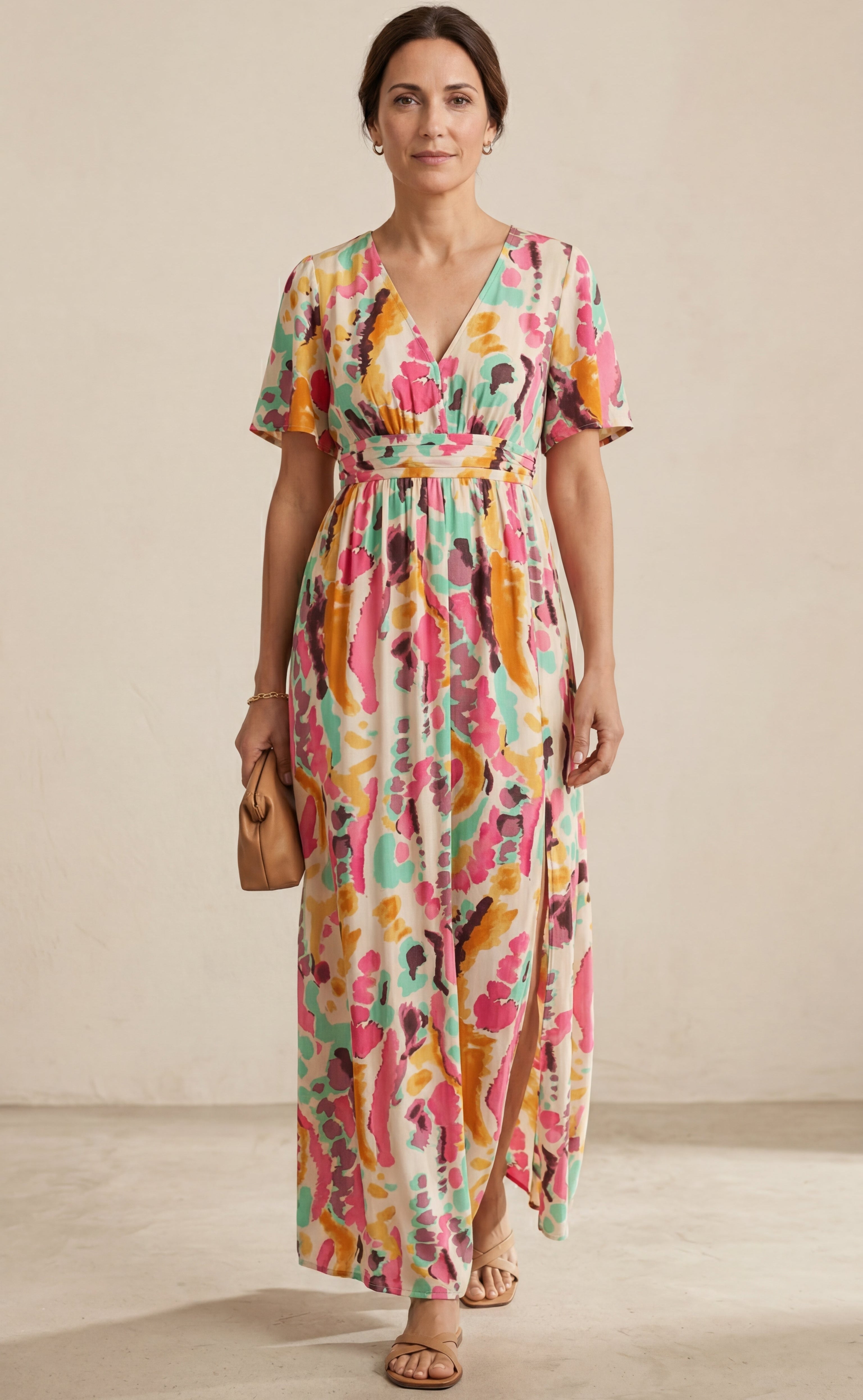 Yuki Tie-Dye V-Neck Maxi Dress