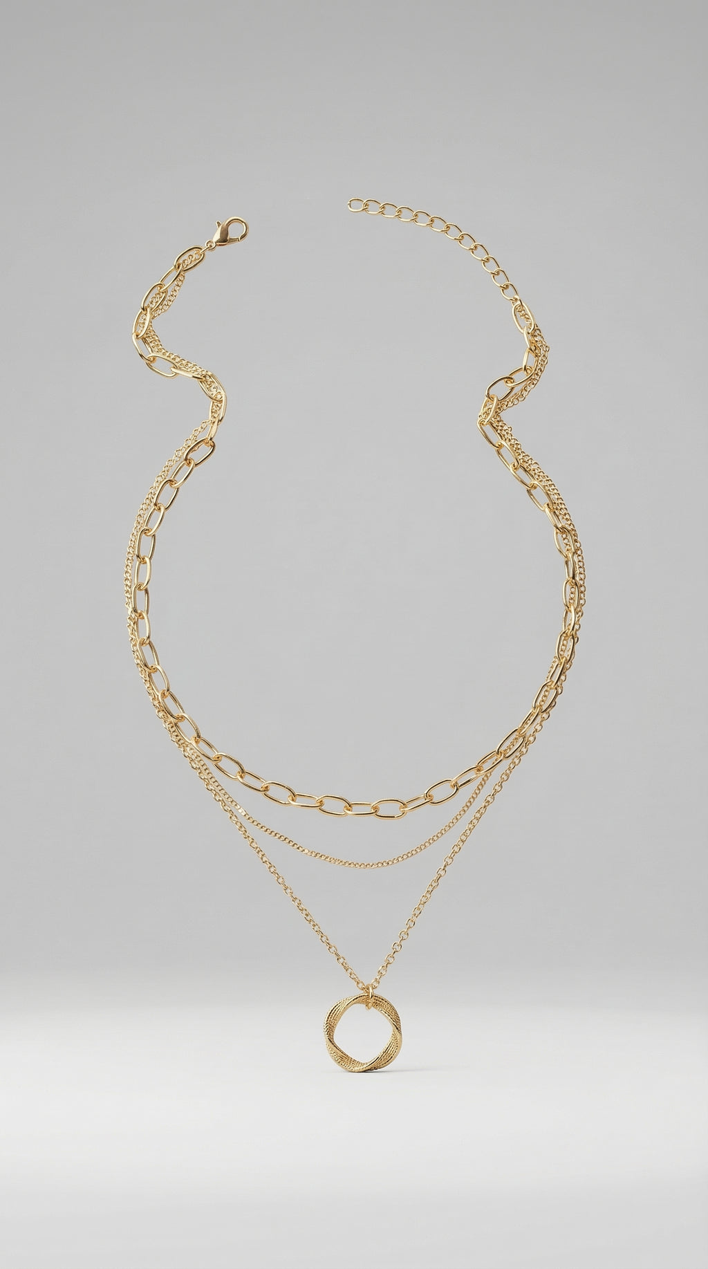 Layered Vintage Gold Pendant Necklace