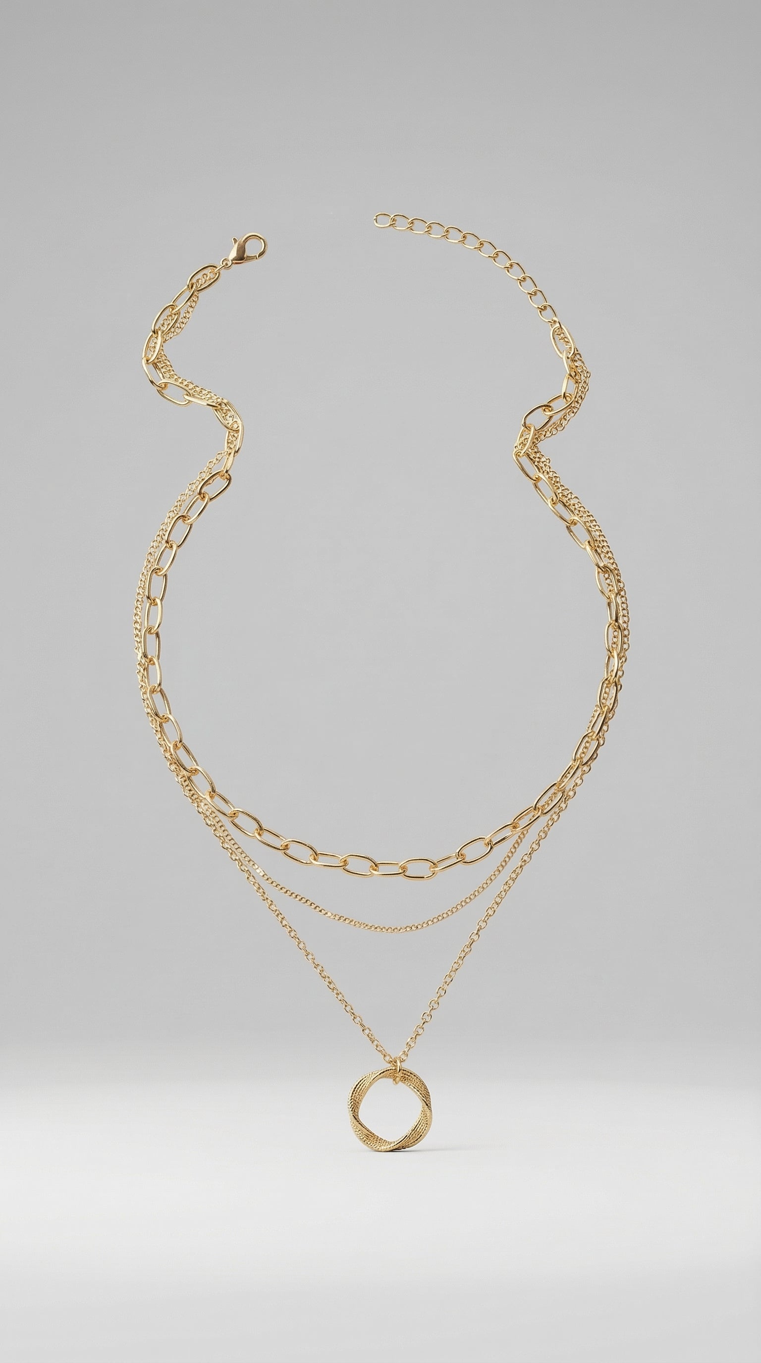 Layered Vintage Gold Pendant Necklace