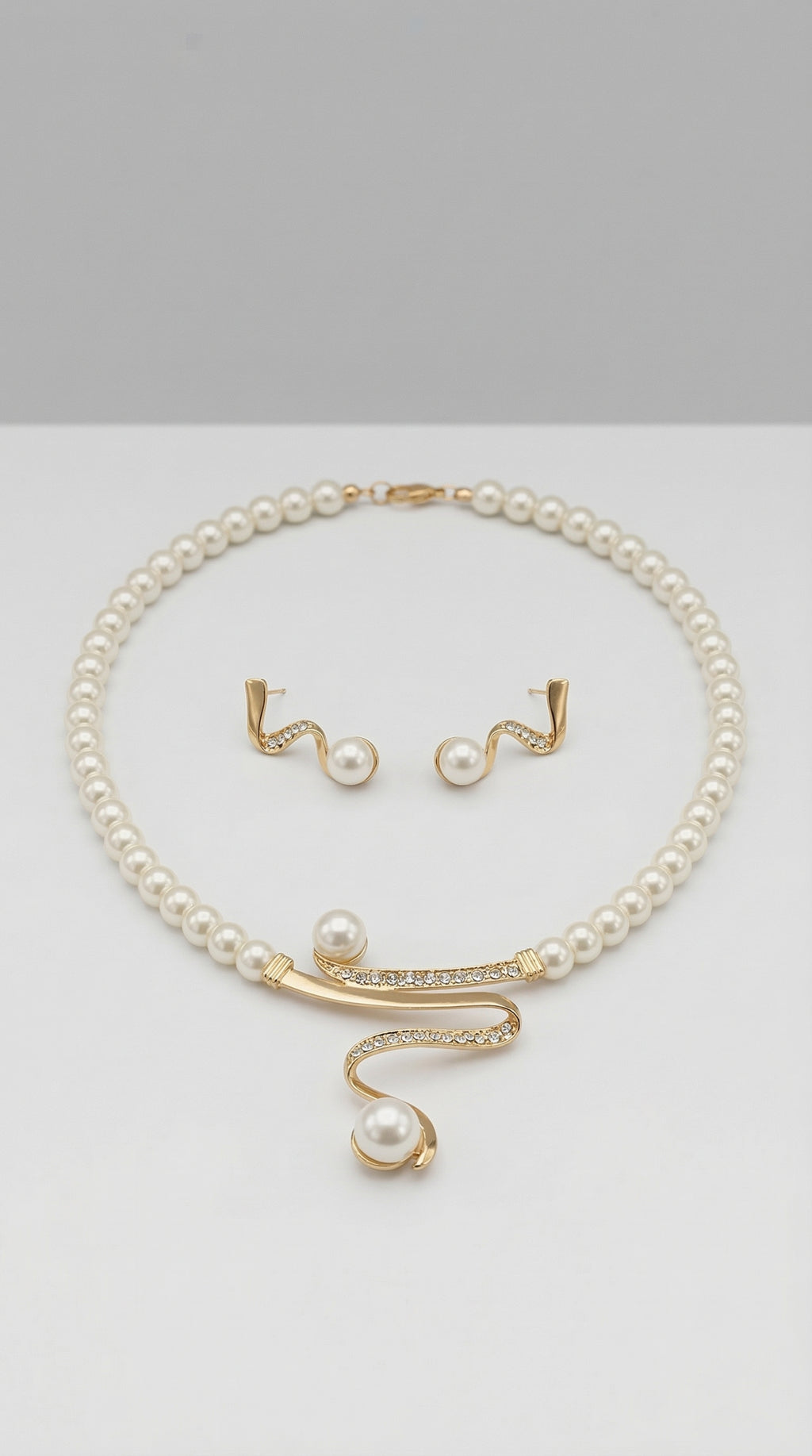 Natural Pearl Necklace + Earring Set