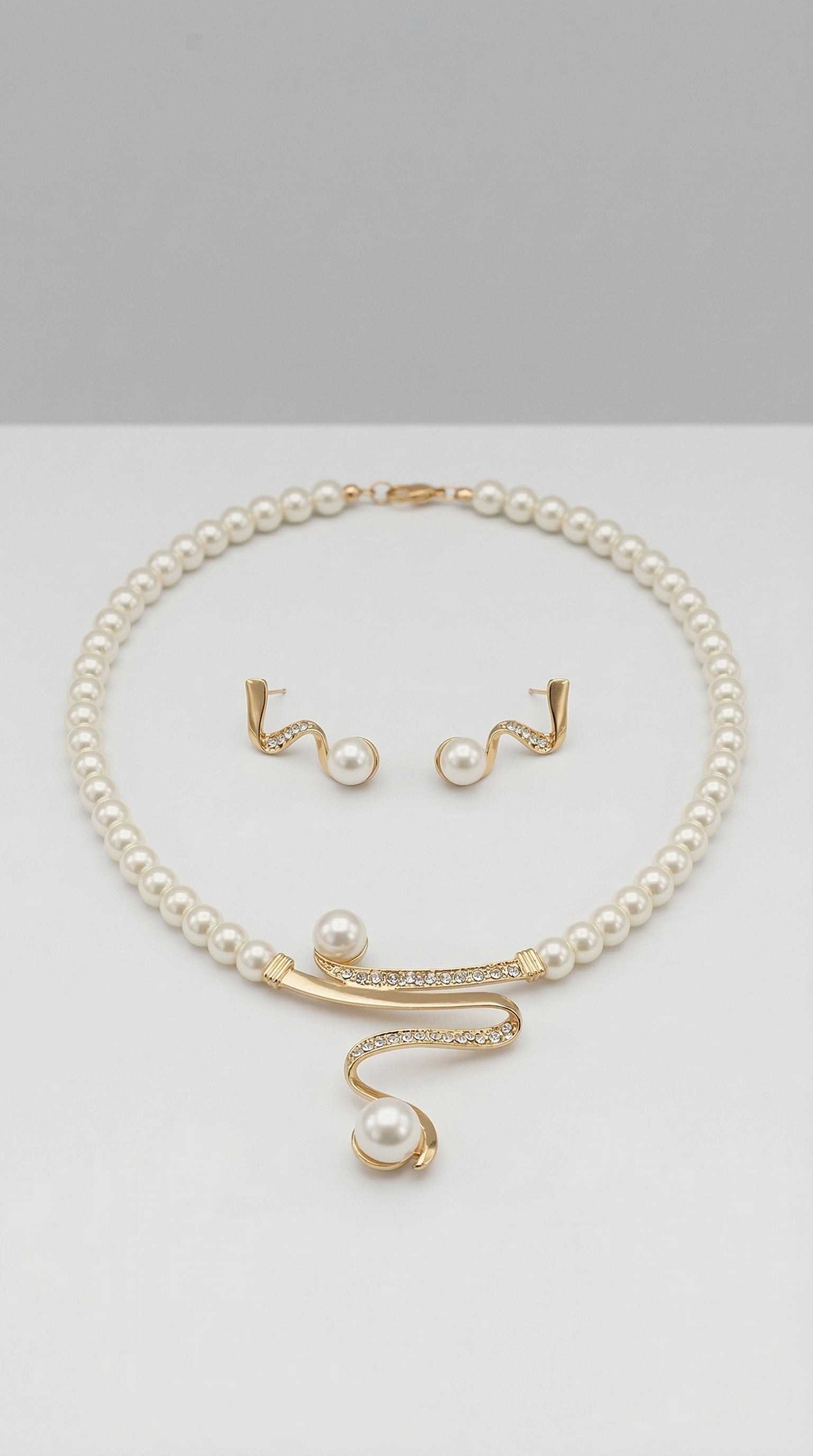 Natural Pearl Necklace + Earring Set