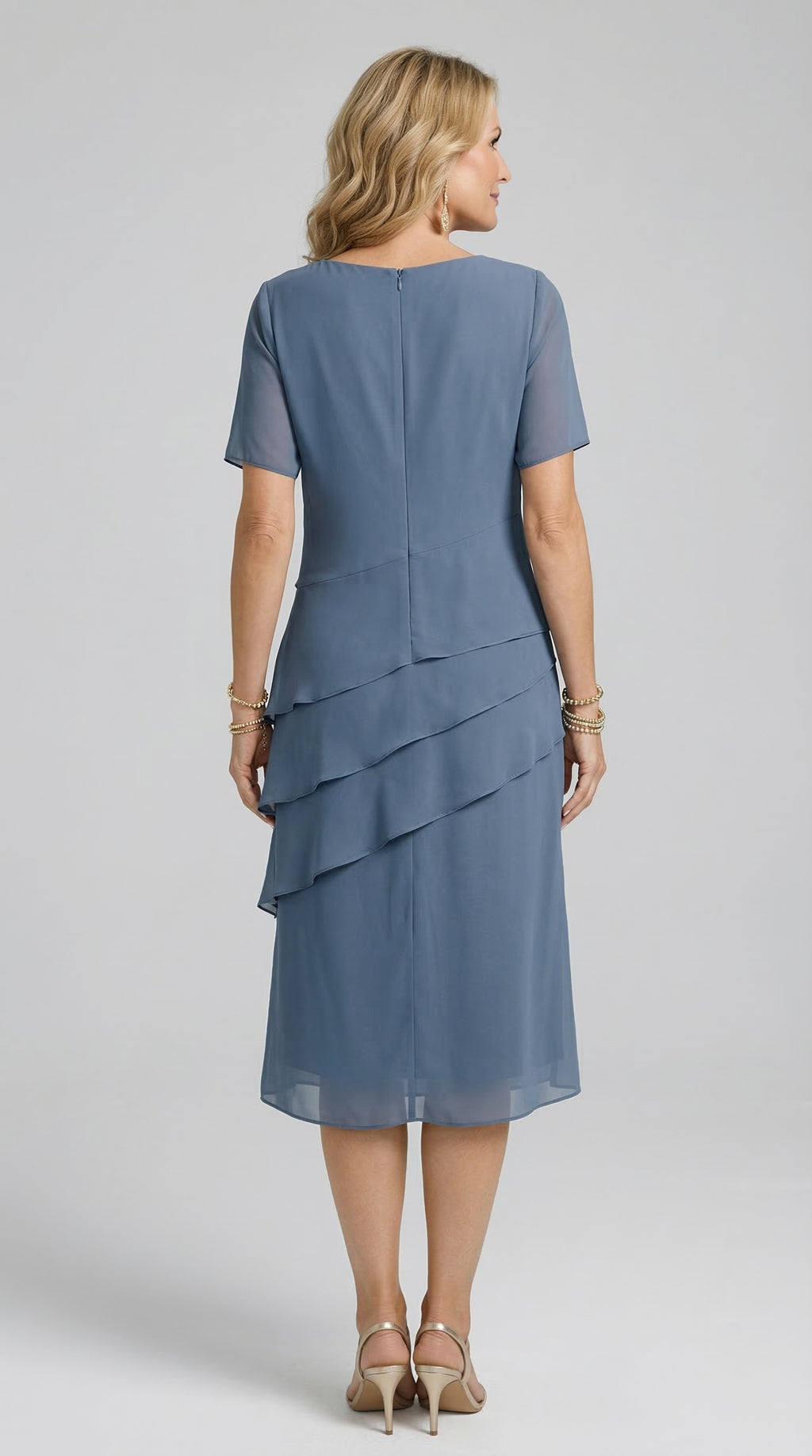 Elena | Layered Chiffon Midi Dress