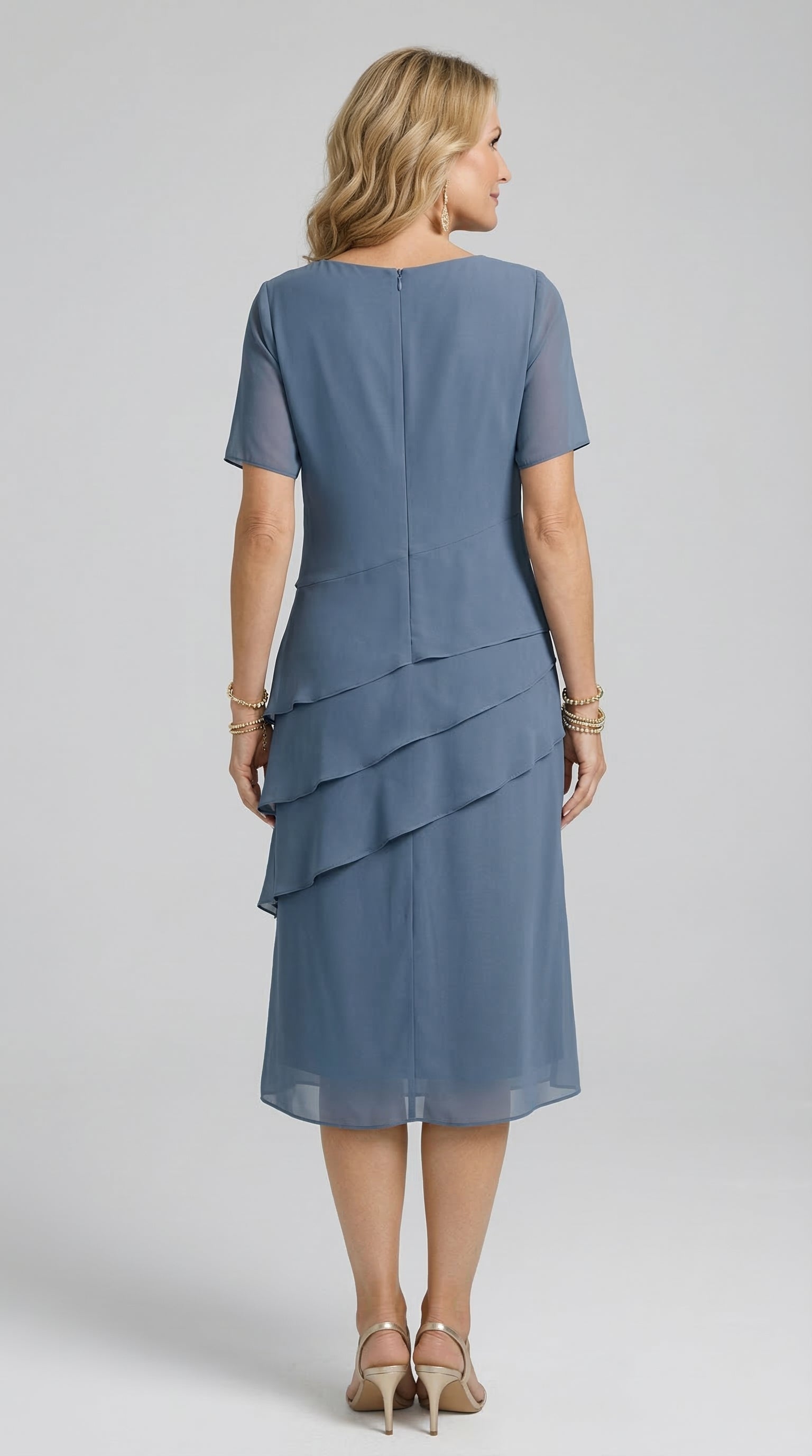 Elena | Layered Chiffon Midi Dress