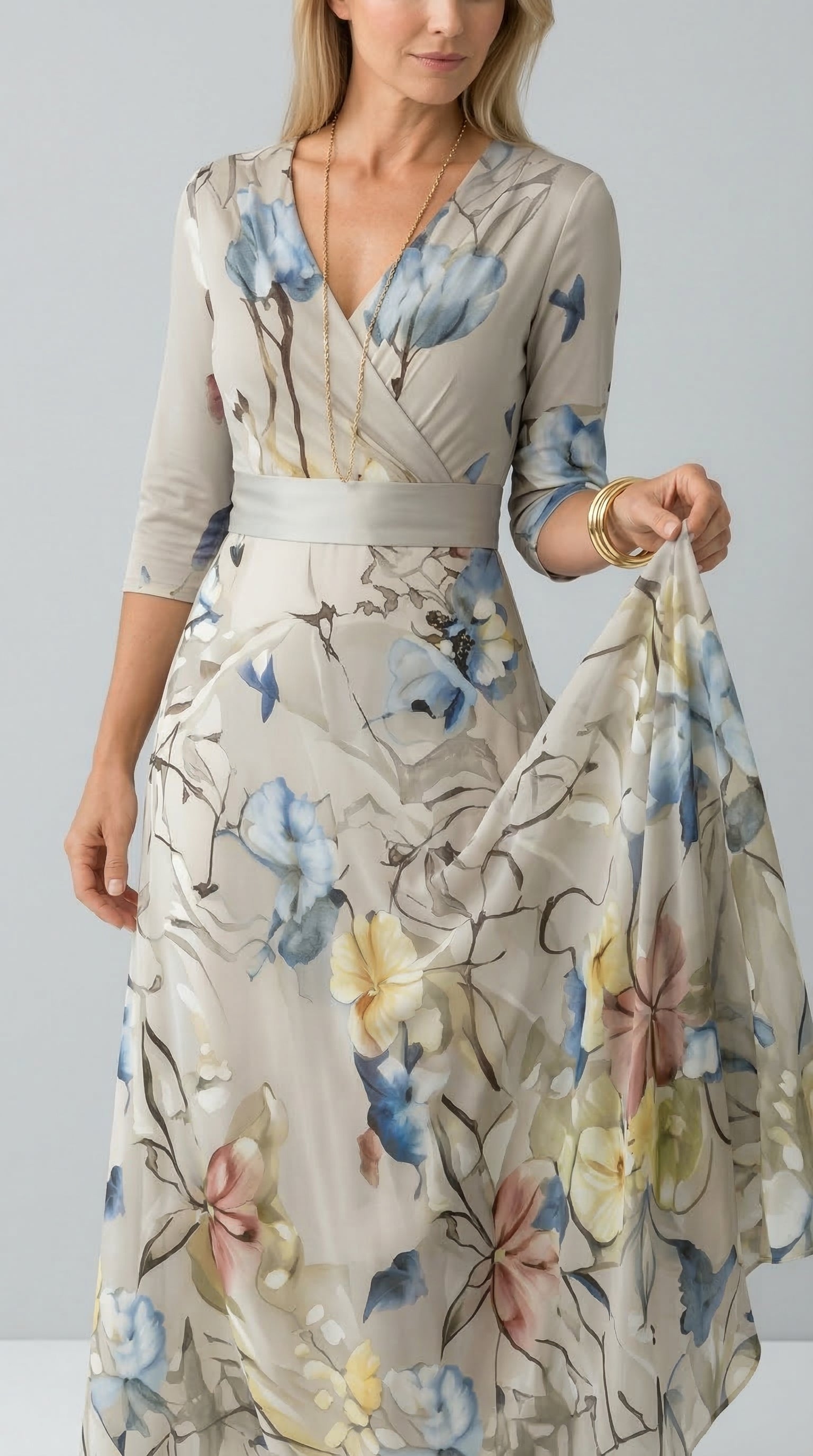 Lillian | Wrap-Style Flowing Maxi Dress