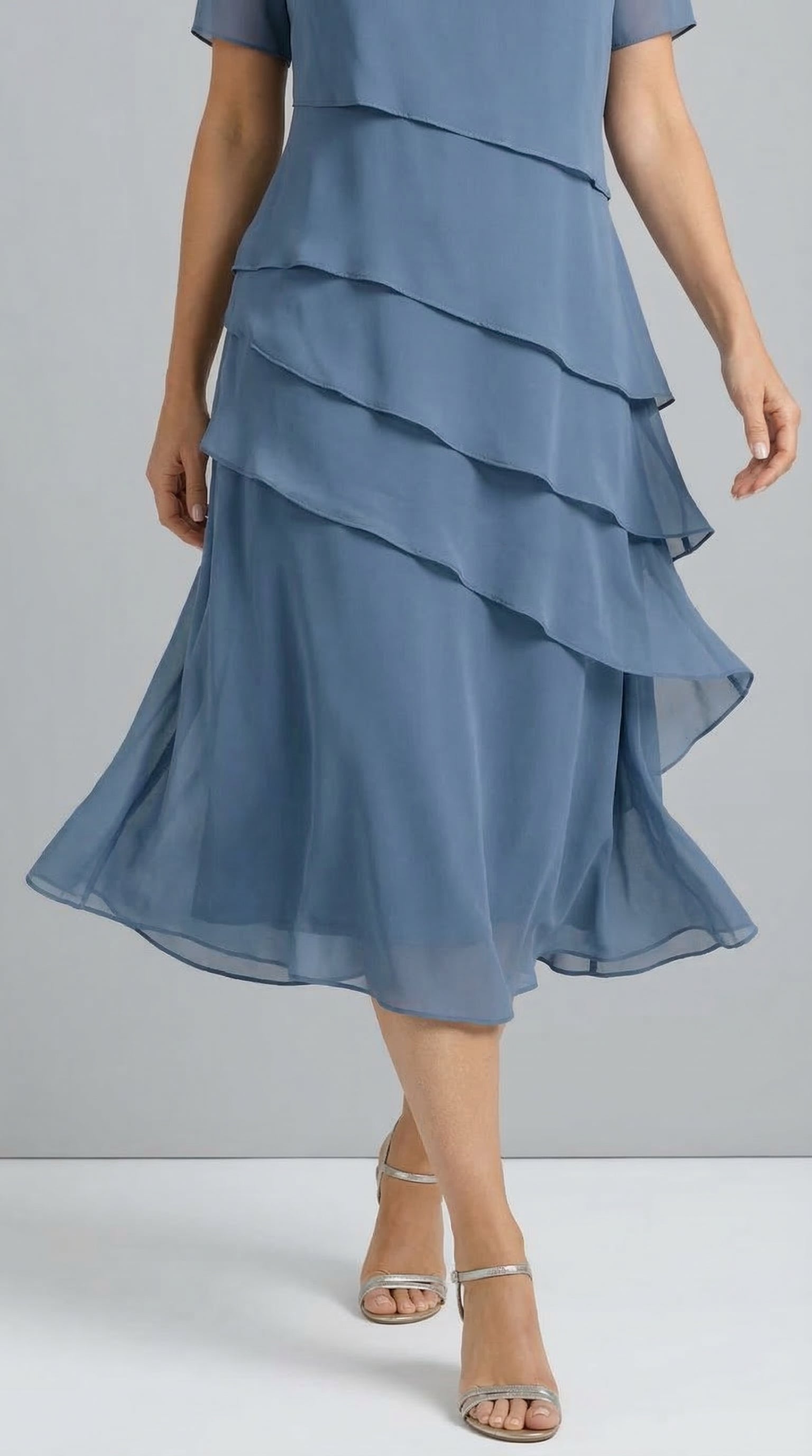 Elena | Layered Chiffon Midi Dress