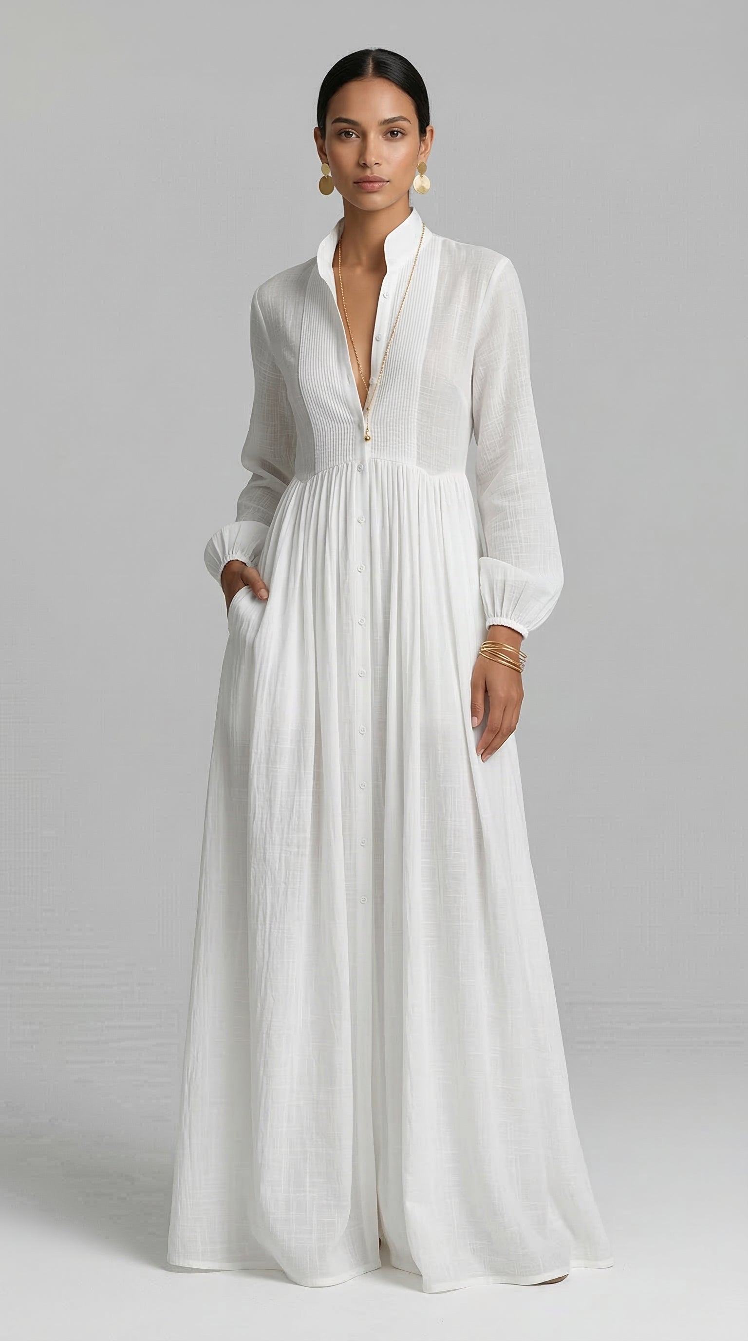 Serena | Flowing Button-Front Maxi Dress