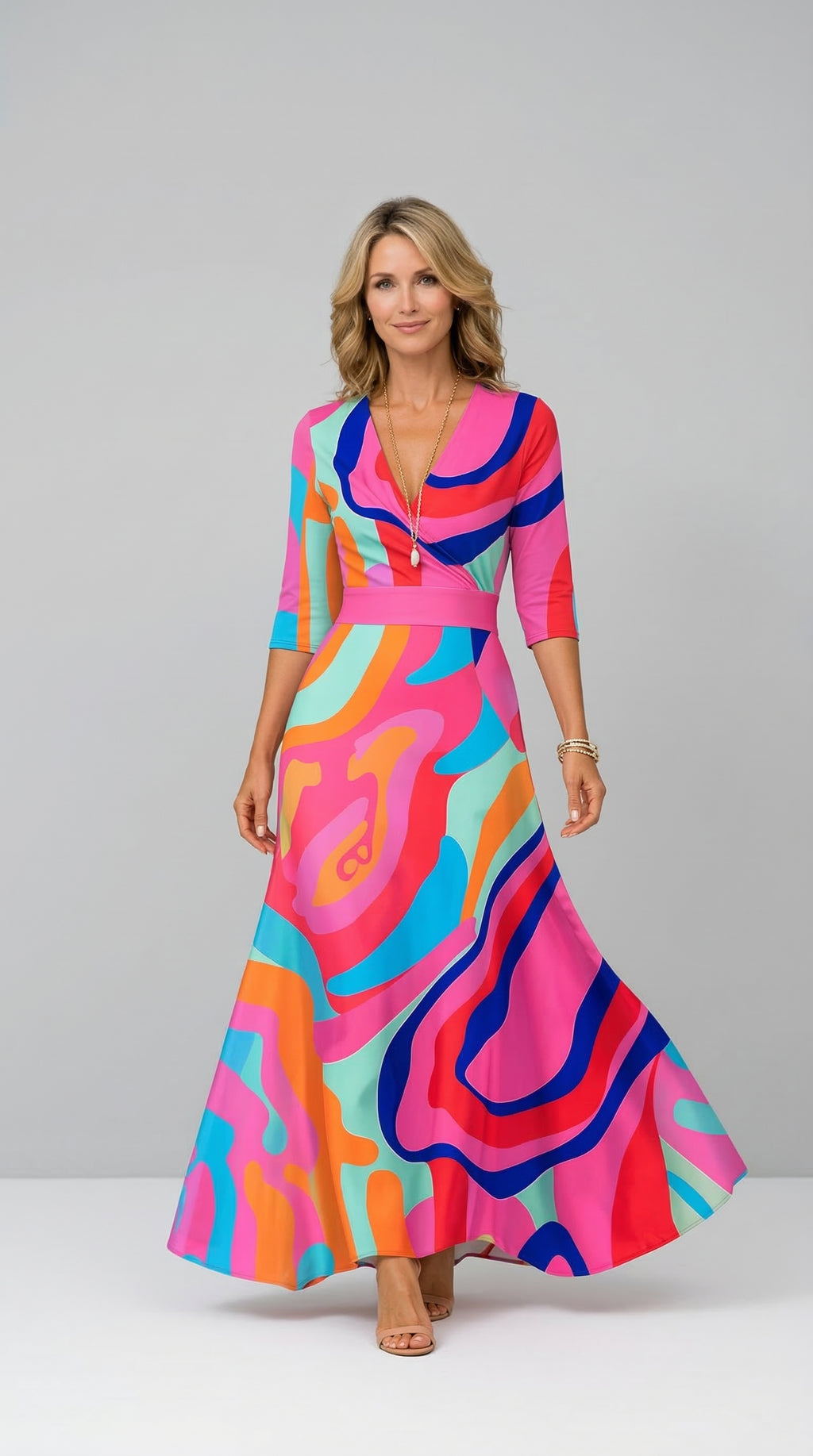 Lillian | Wrap-Style Flowing Maxi Dress