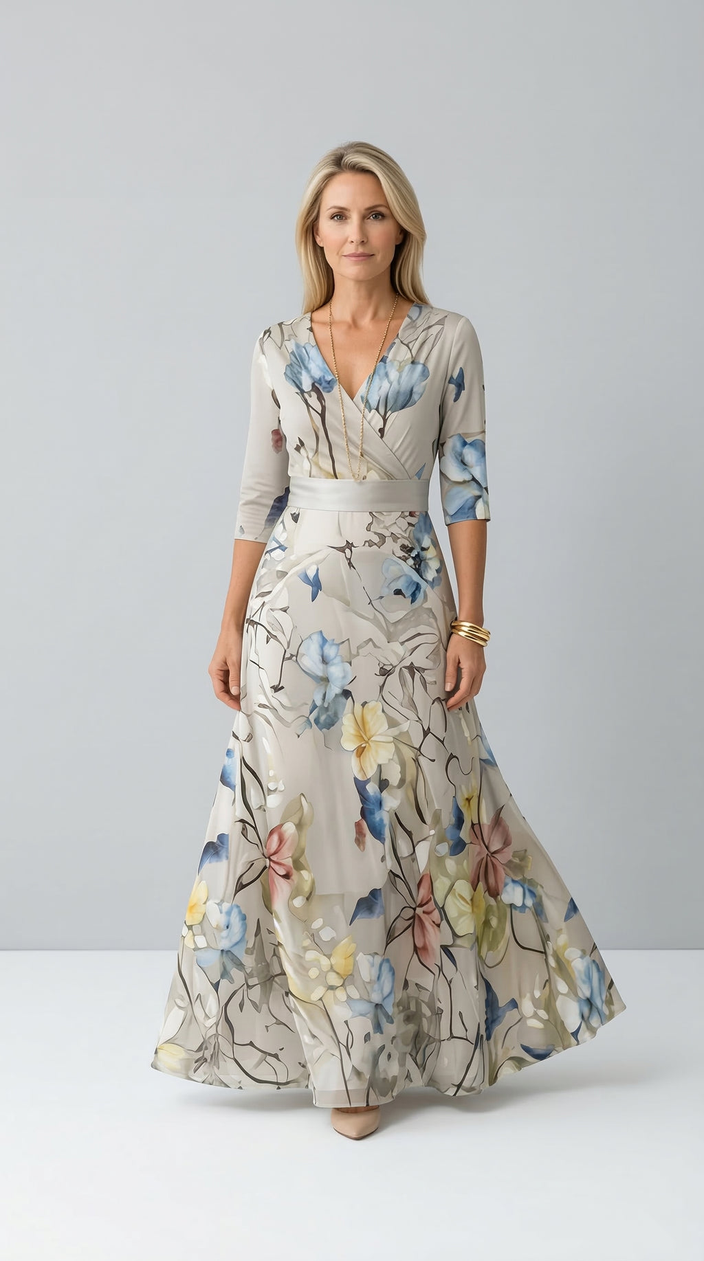 Lillian | Wrap-Style Flowing Maxi Dress