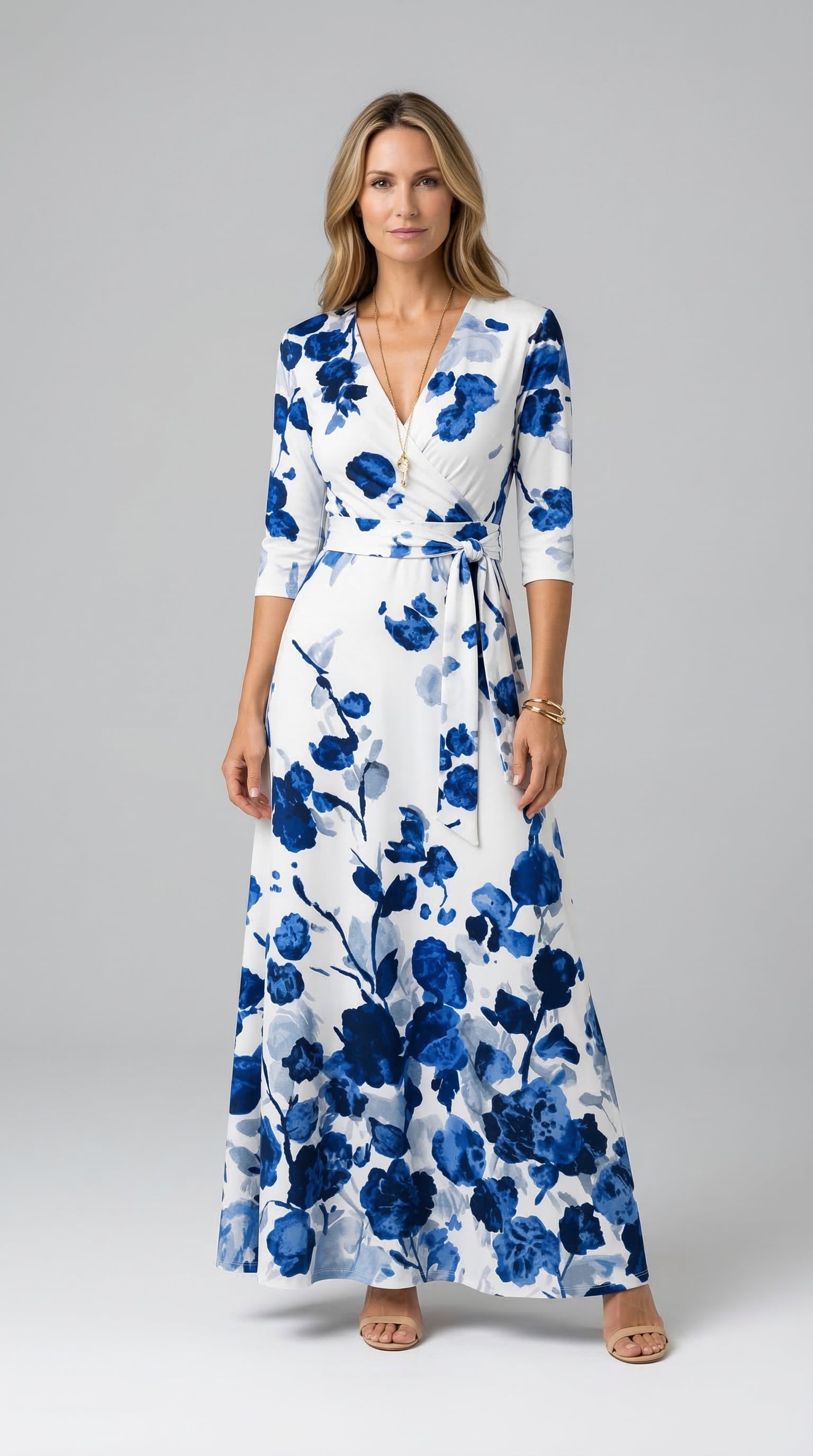 Lillian | Wrap-Style Flowing Maxi Dress