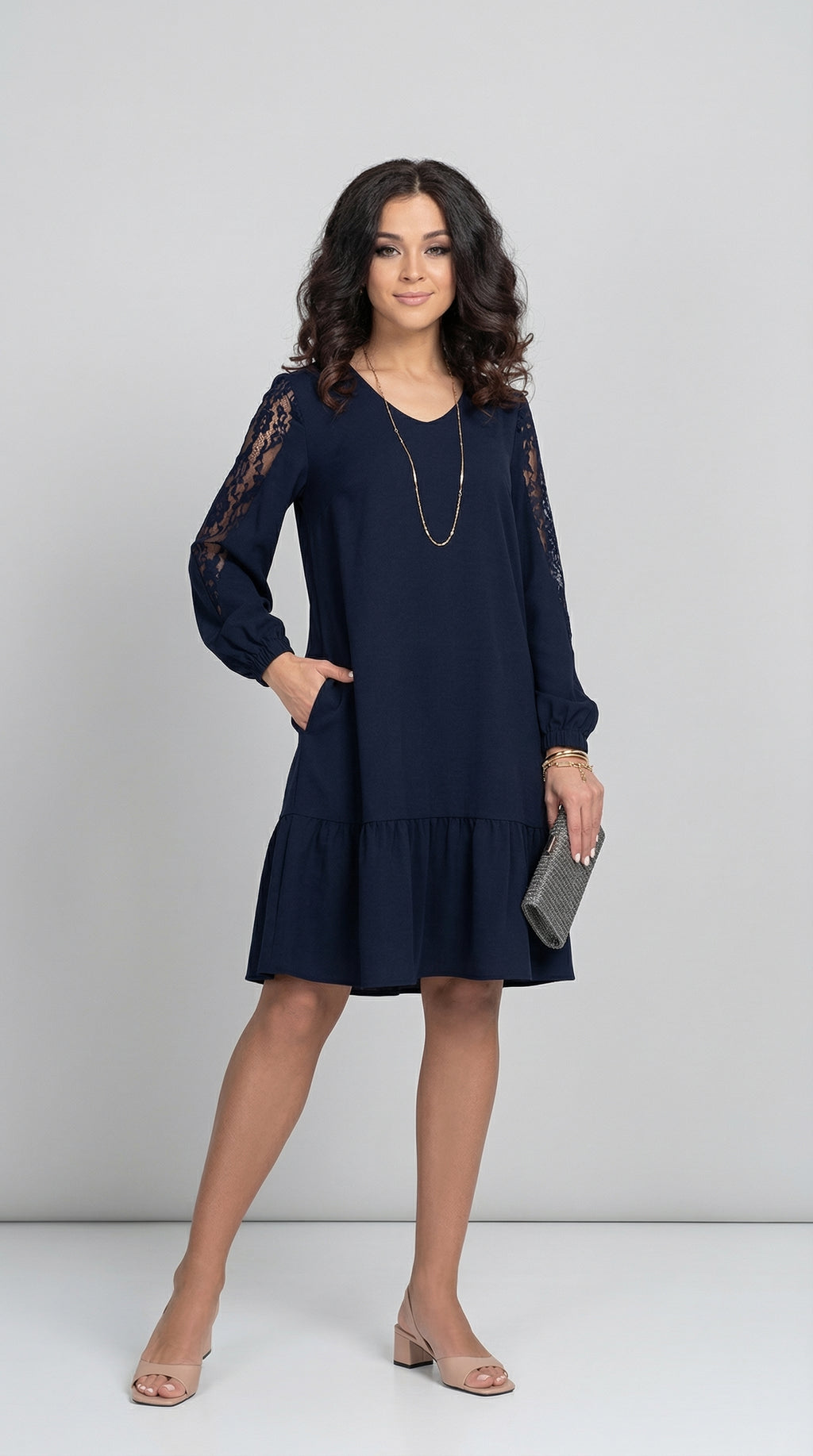 LOWRI QUINN | LACE SLEEVE MIDI DRESS