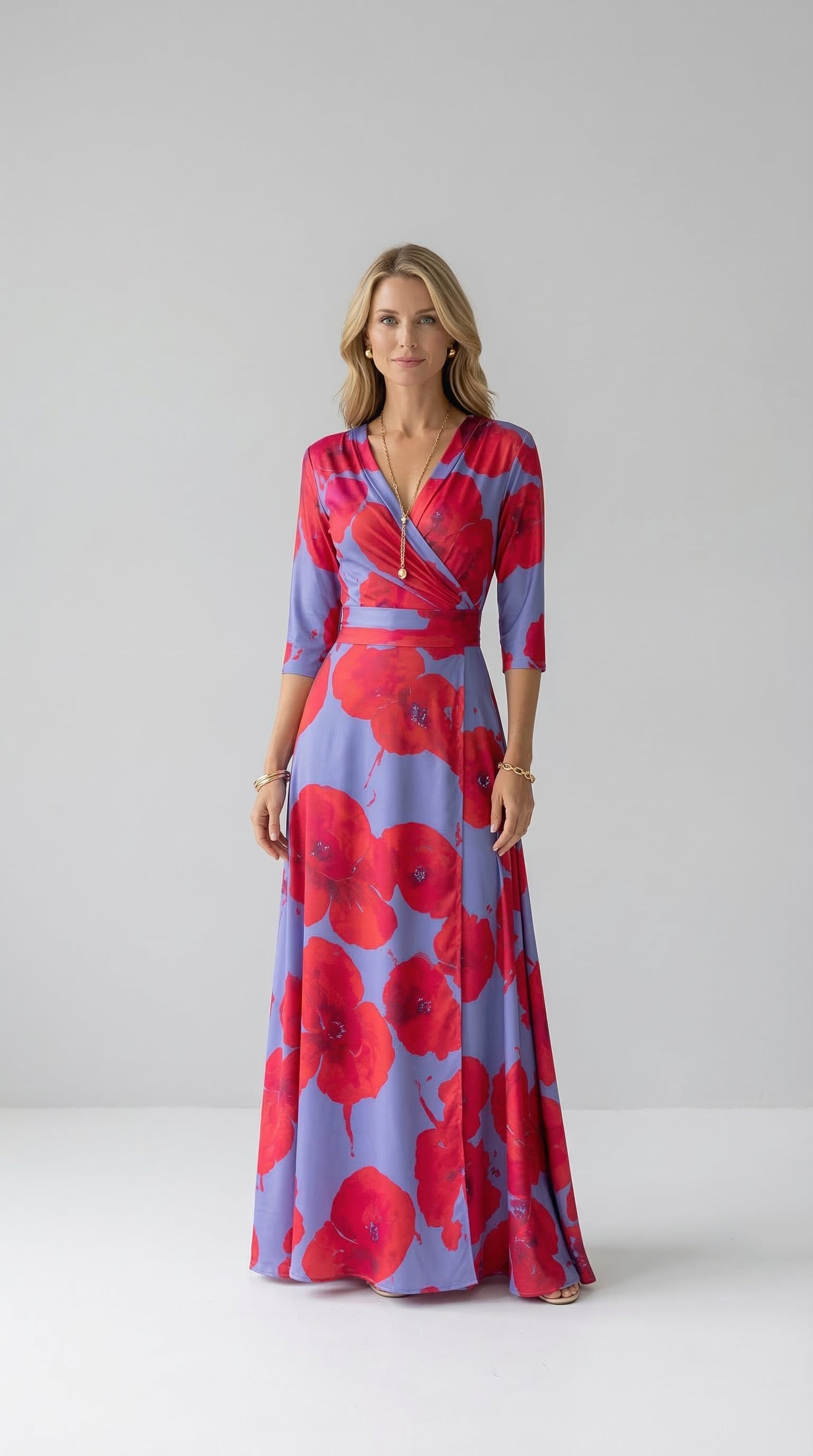 Lillian | Wrap-Style Flowing Maxi Dress