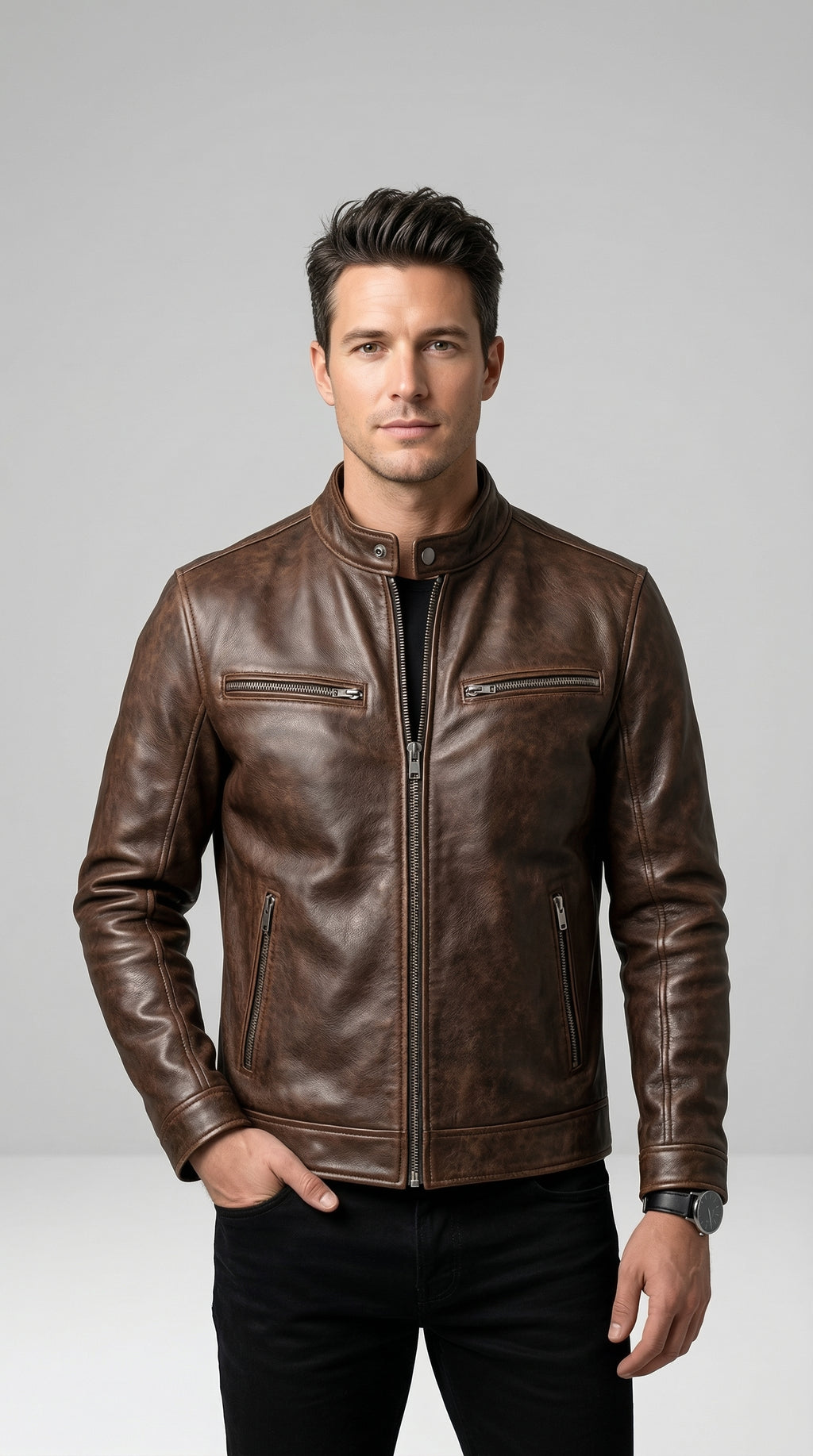 VINTAGE-STYLE FAUX LEATHER ROBE JACKET