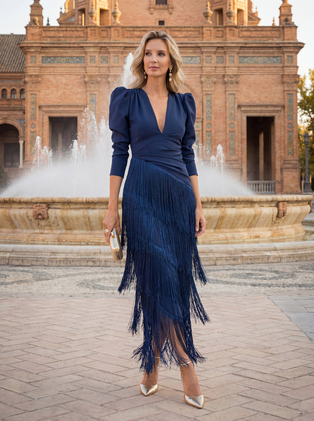 Salvia | Long Fringe Wedding-Guest Dress