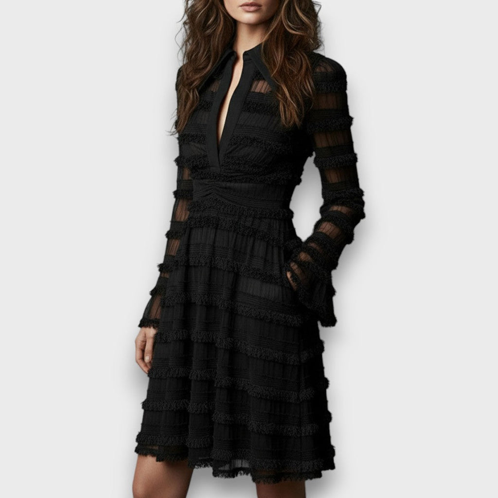 Parisa – Midi dress with sheer fringing