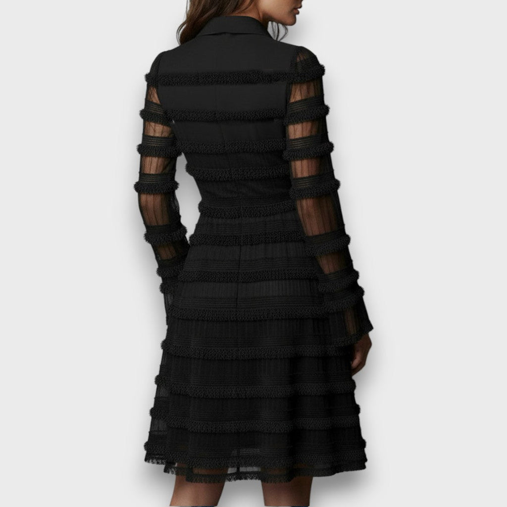 Parisa – Midi dress with sheer fringing