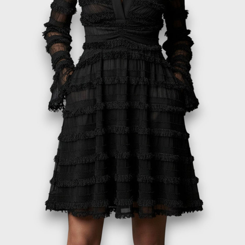 Parisa – Midi dress with sheer fringing