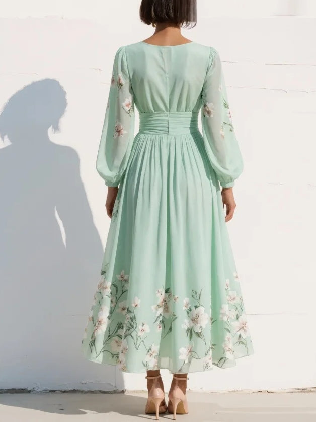 Coral Mint Chiffon Midi Dress