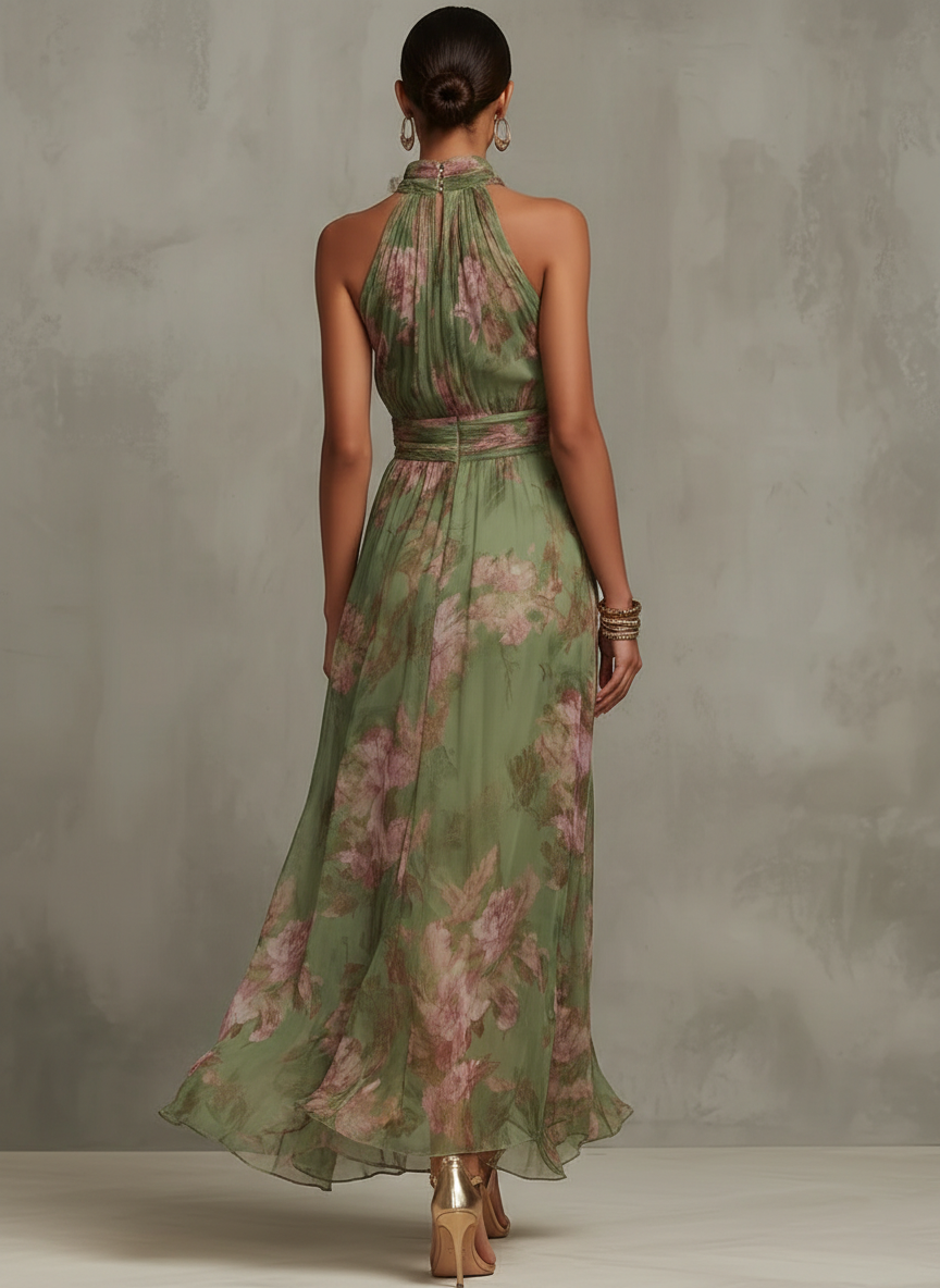 Livia Halter Floral Maxi Dress