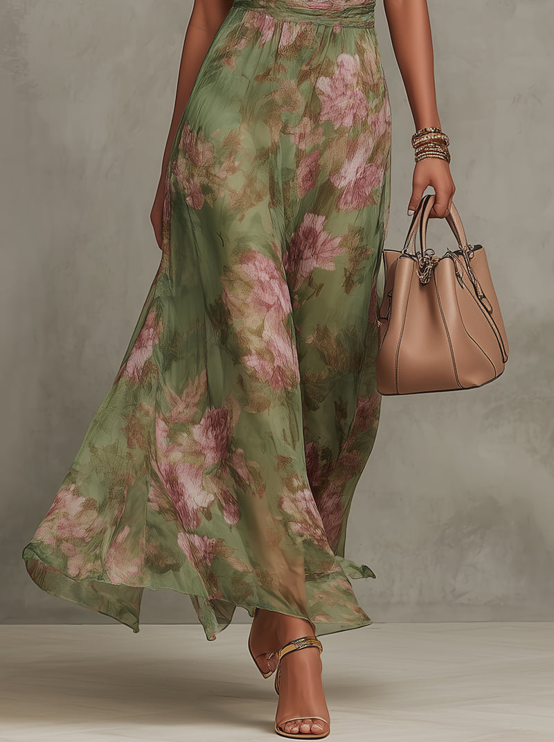 Livia Halter Floral Maxi Dress