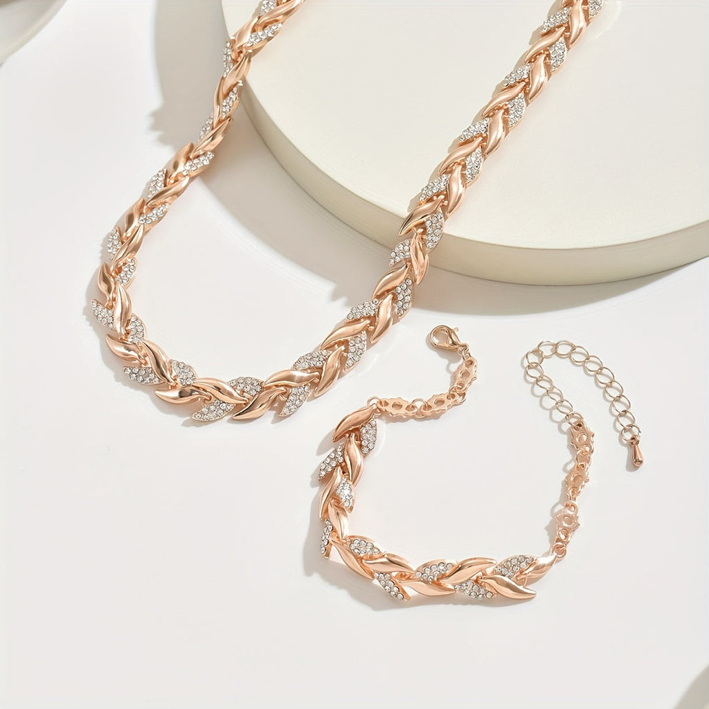 Claudine™ | Artisan Herringbone Necklace & Bracelet