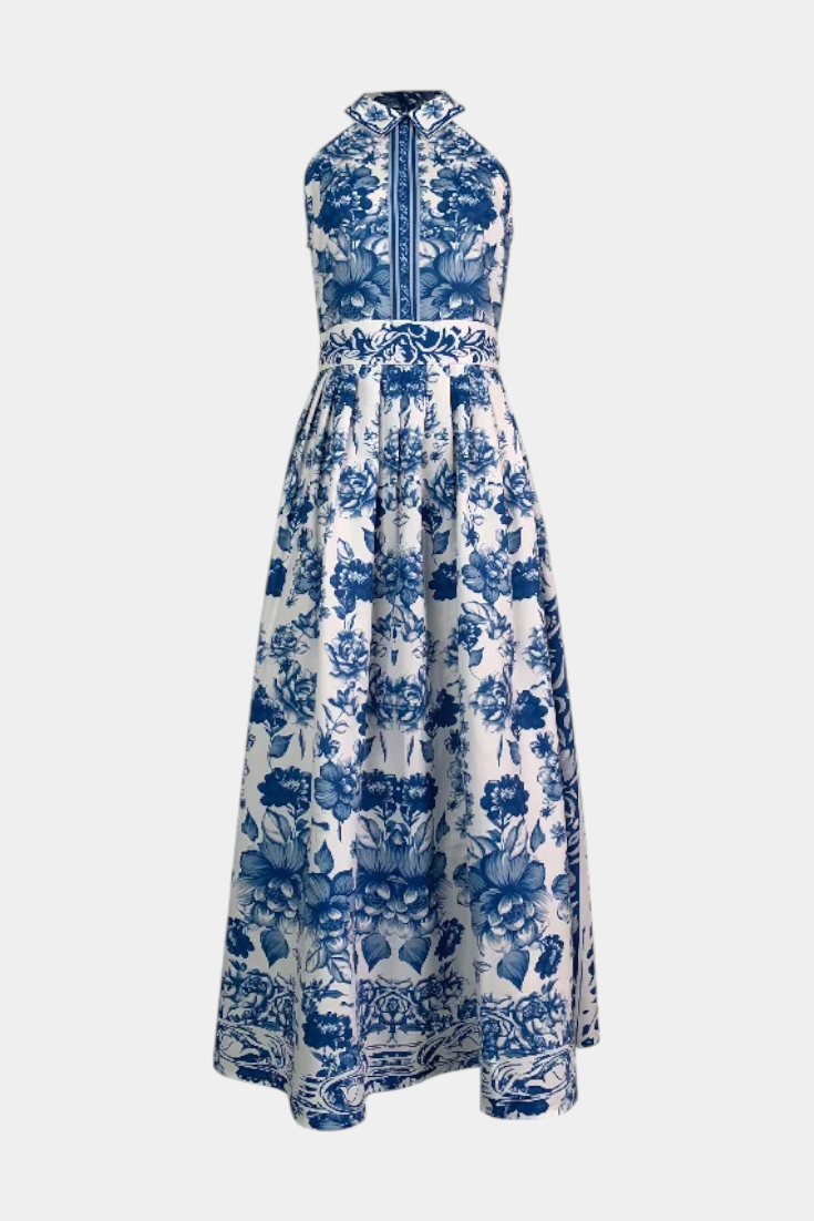 Shante Porcelain Floral A-Line Dress