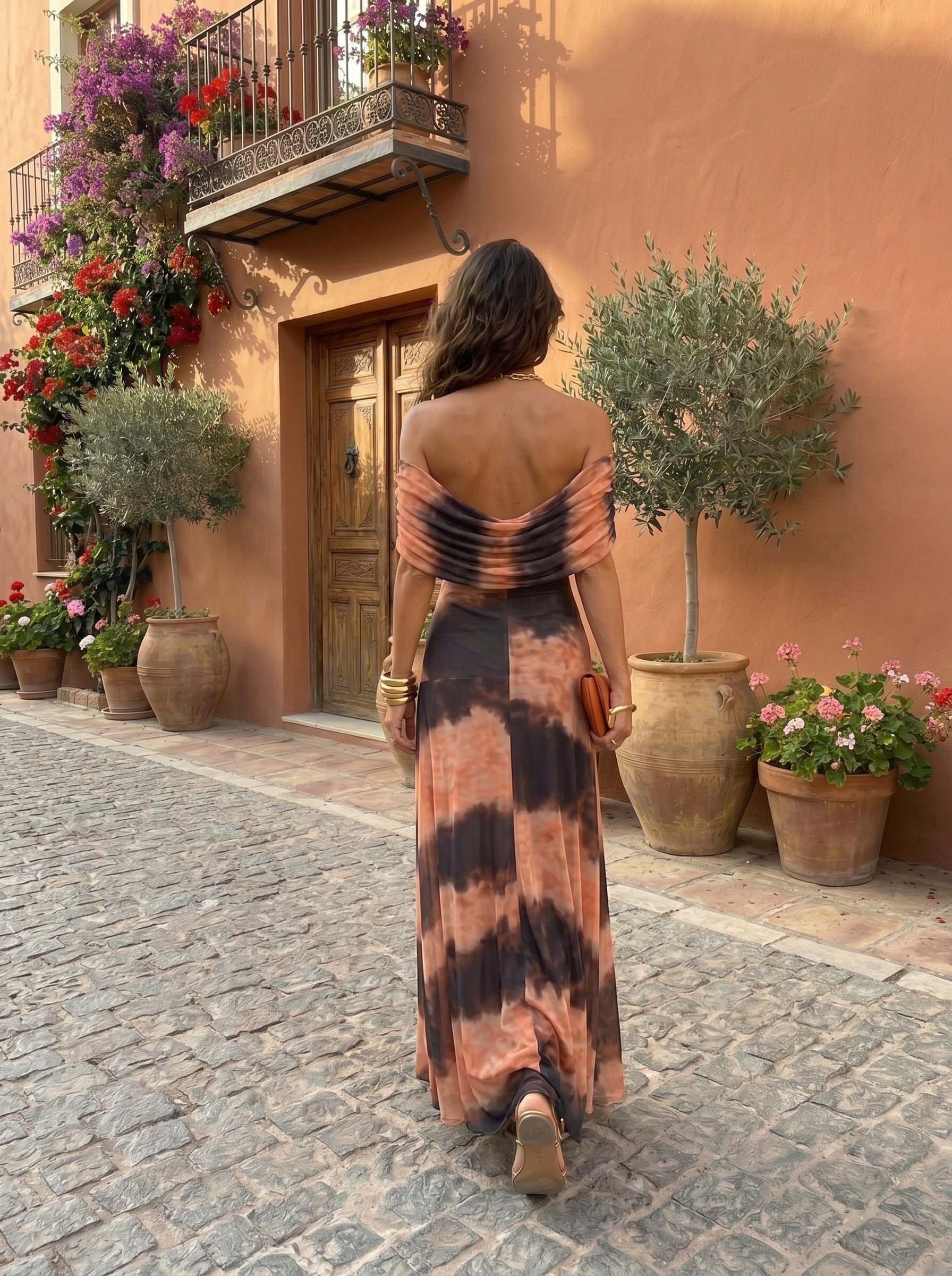 Toledo Printed Maxi Dress | Orange & Brown