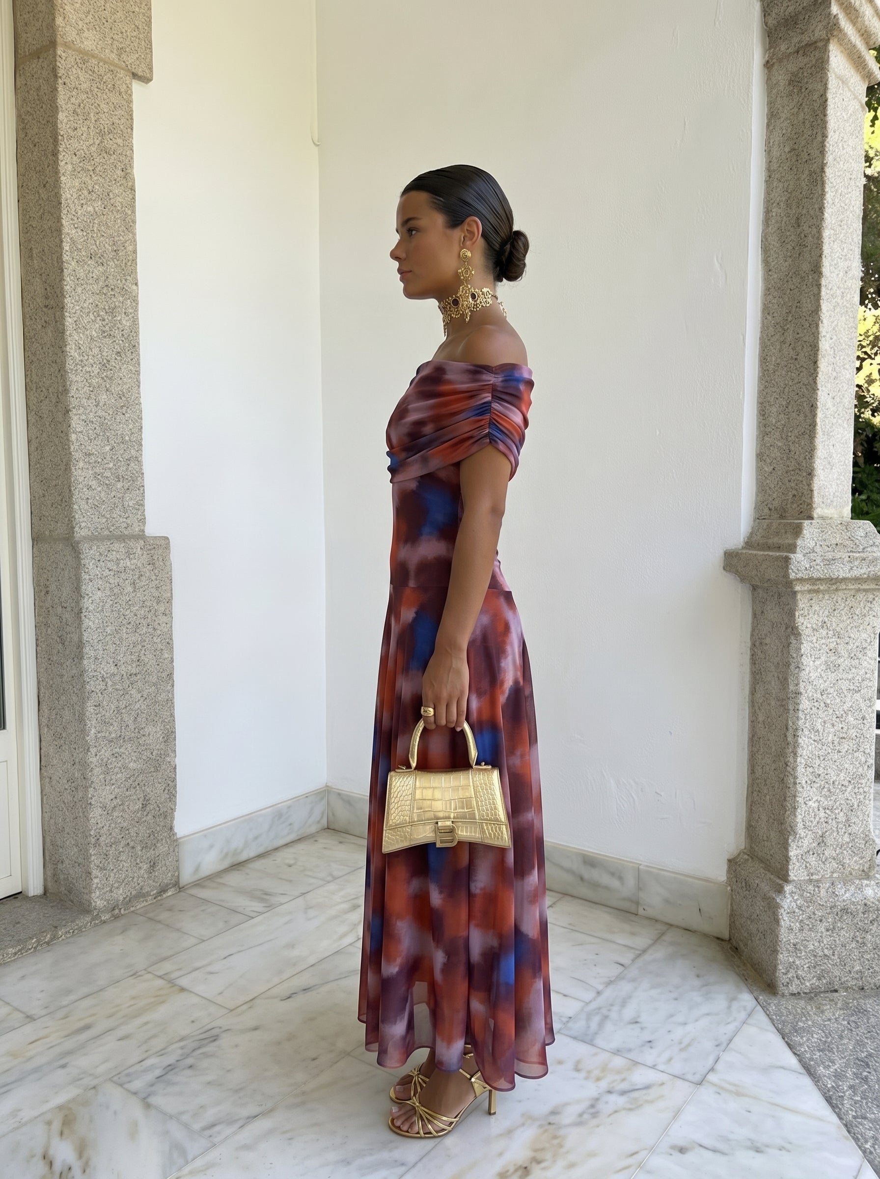 Toledo Printed Maxi Dress | Red