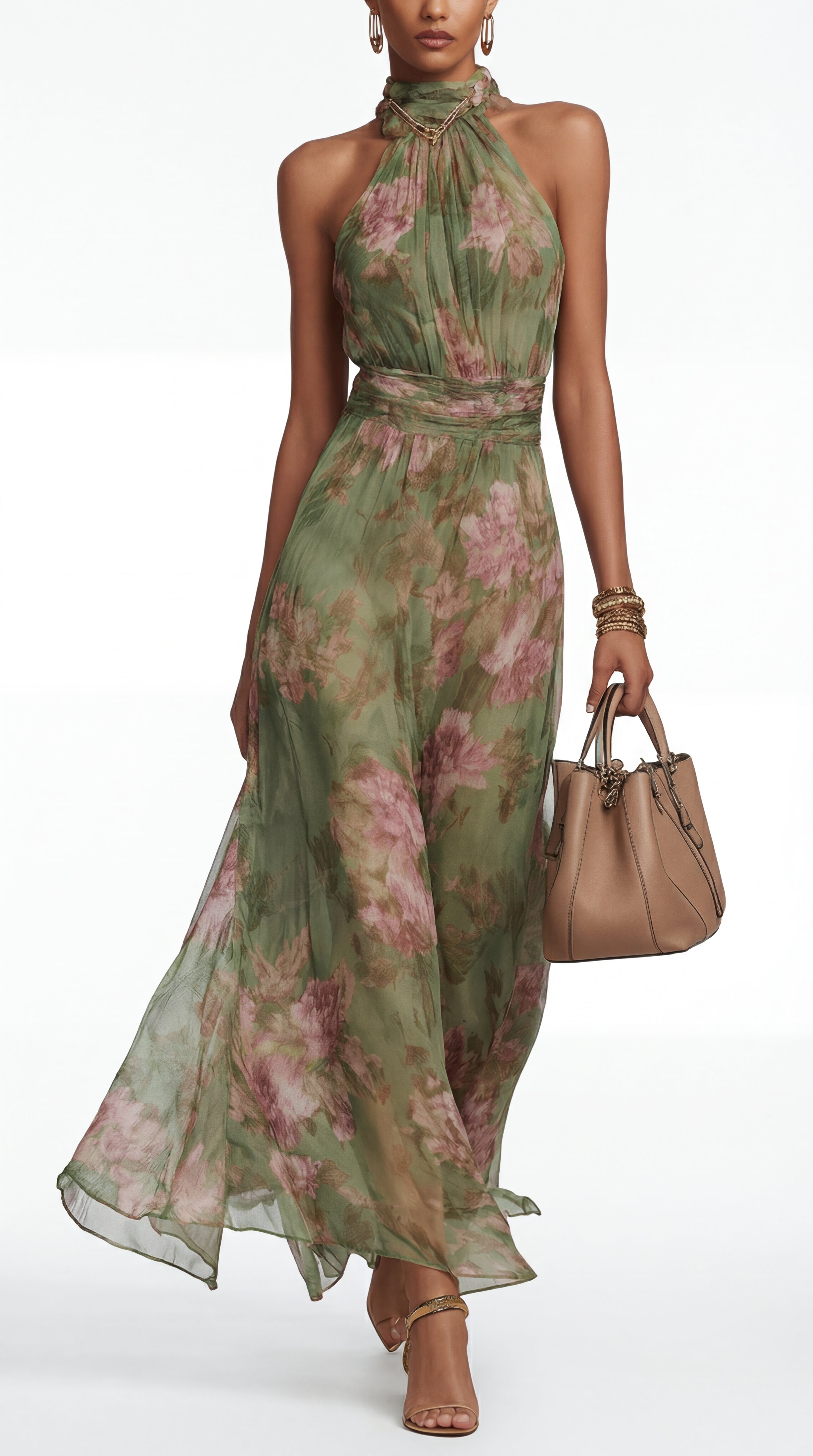 Livia Halter Floral Maxi Dress