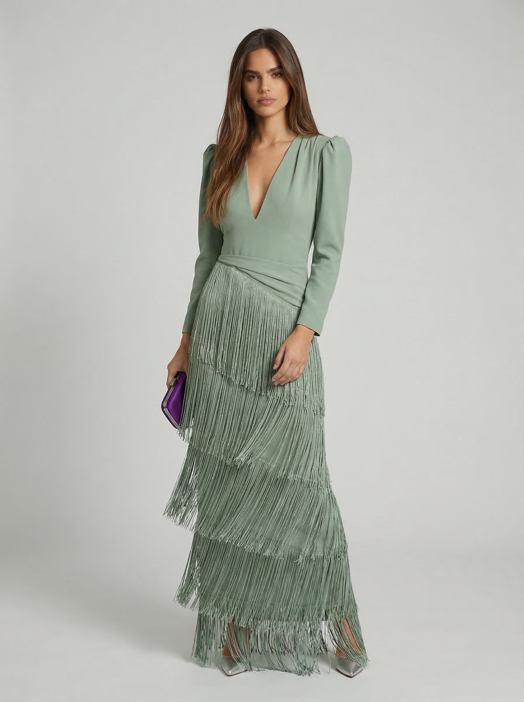 Salvia | Long Fringe Wedding-Guest Dress