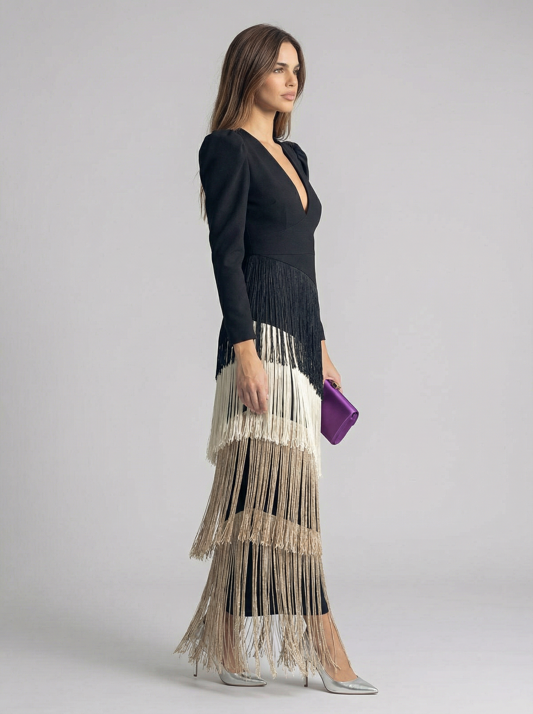 Salvia | Long Fringe Wedding-Guest Dress