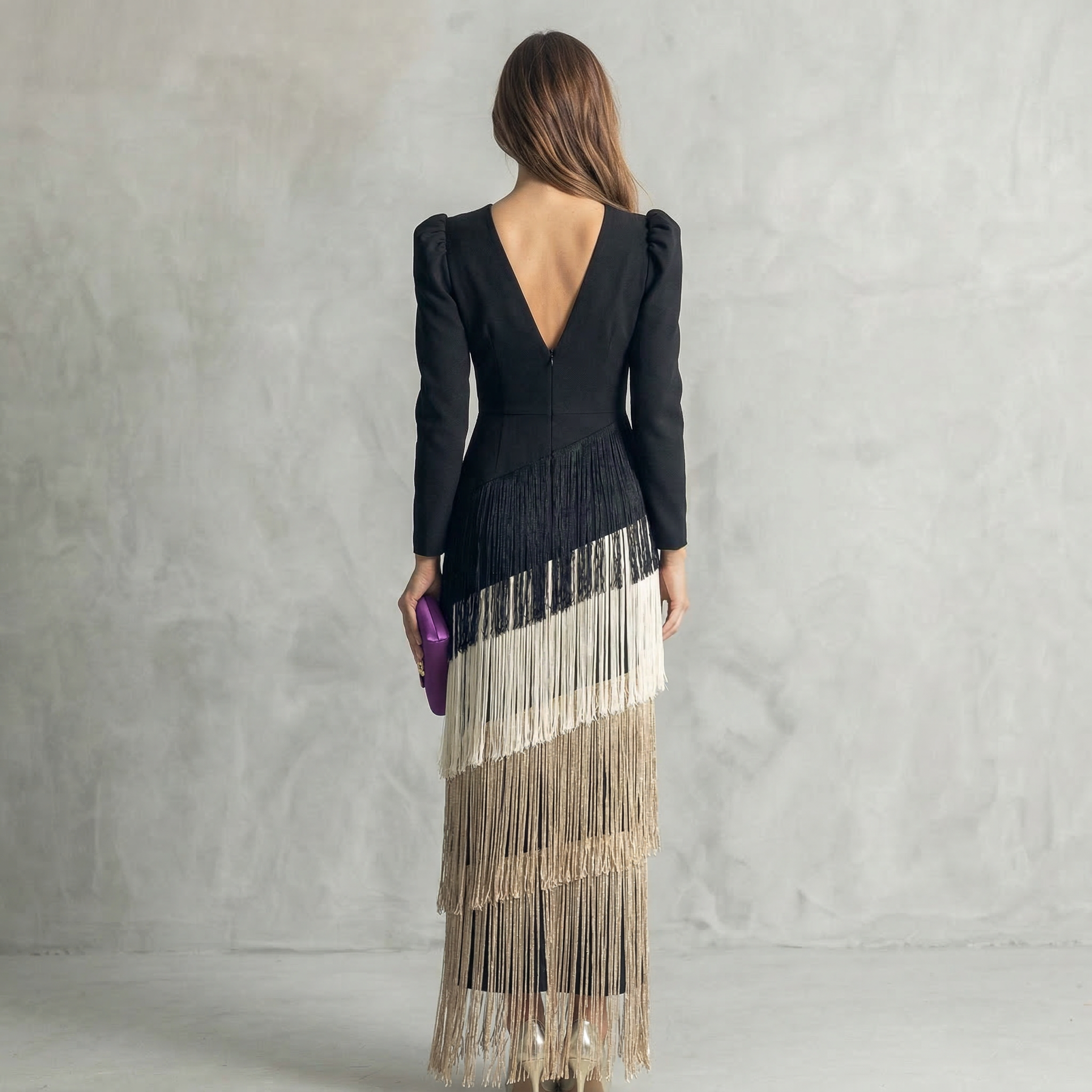 Salvia | Long Fringe Wedding-Guest Dress