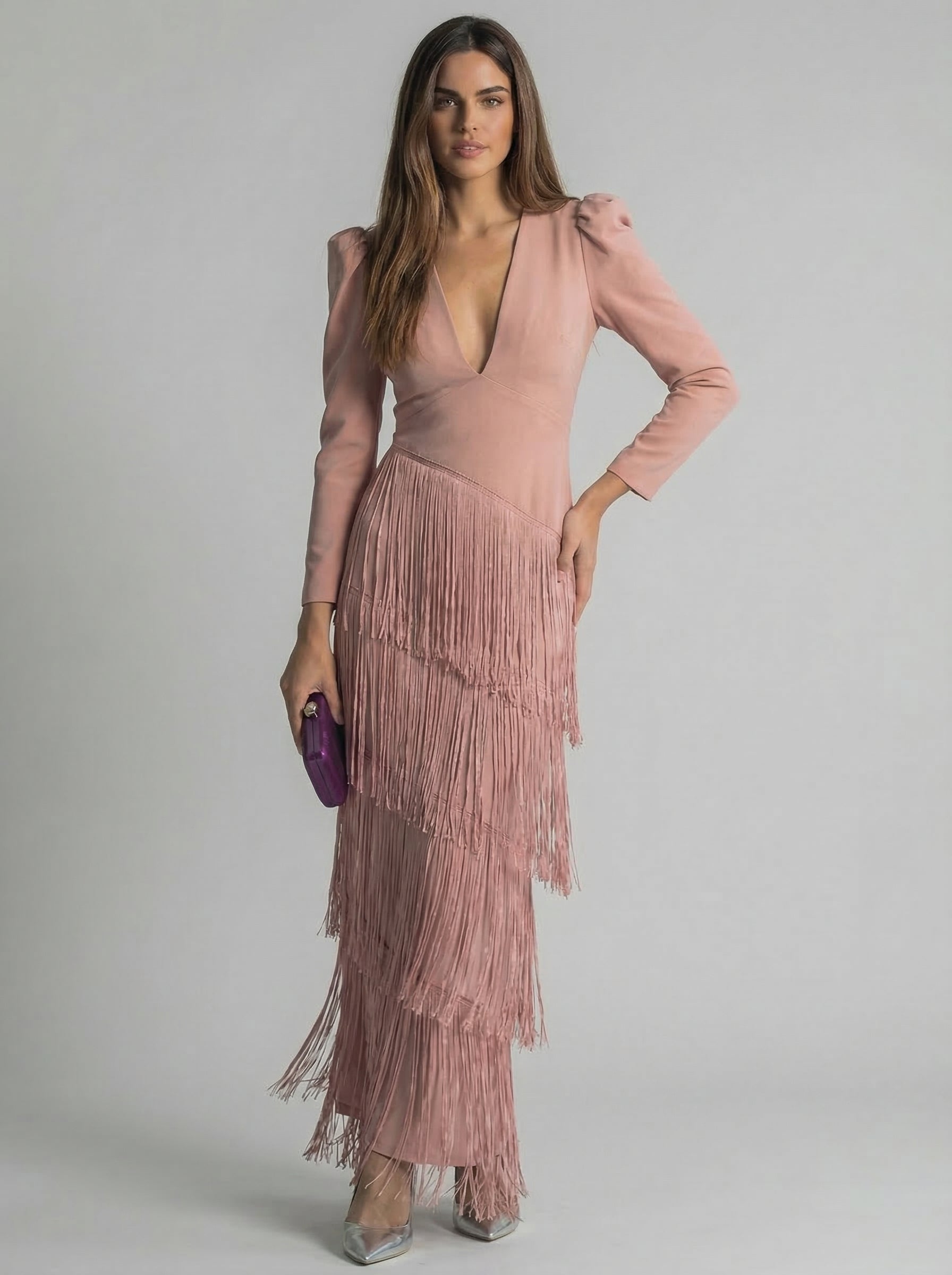 Salvia | Long Fringe Wedding-Guest Dress