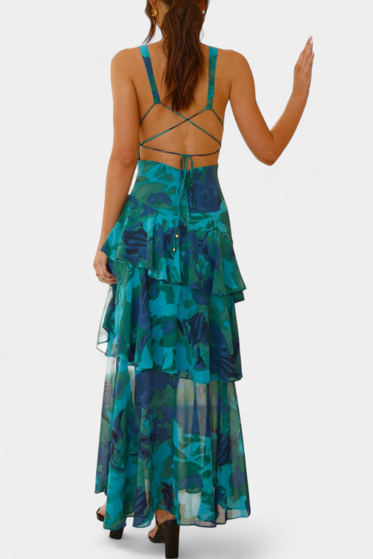 Domenica Chiffon V-Neck Layered Dress