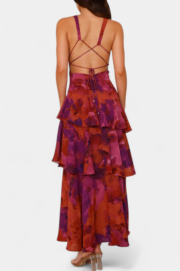 Domenica Chiffon V-Neck Layered Dress