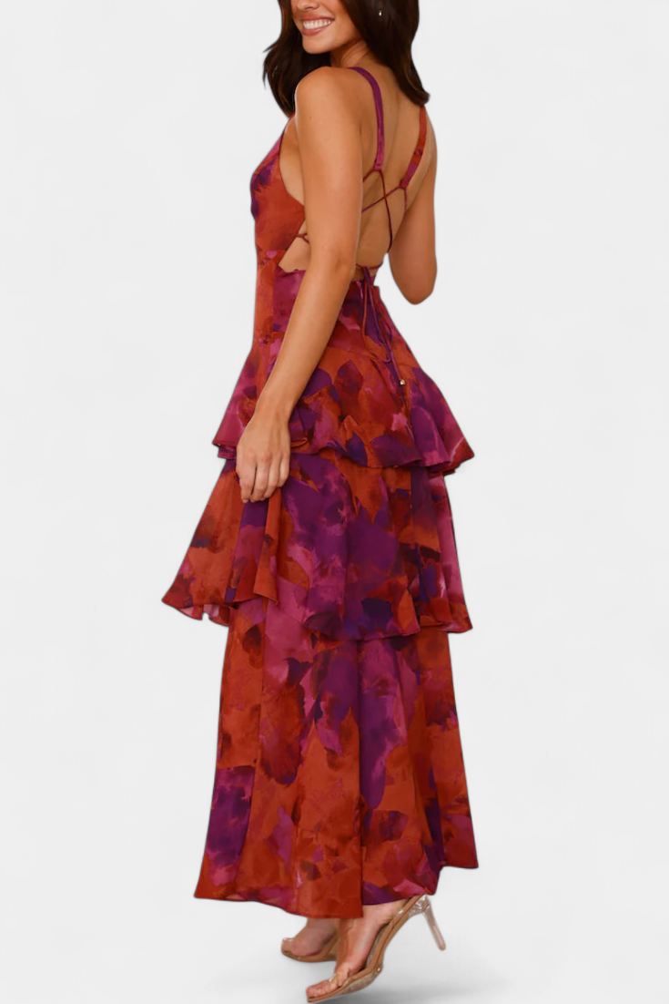 Domenica Chiffon V-Neck Layered Dress