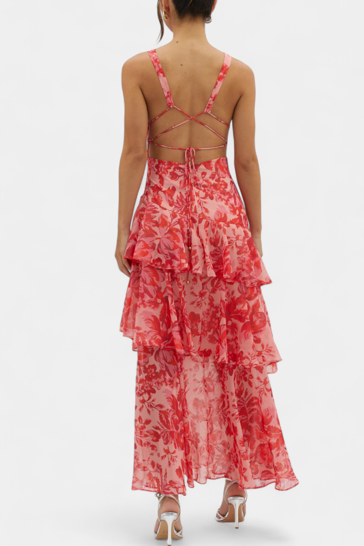 Domenica Chiffon V-Neck Layered Dress