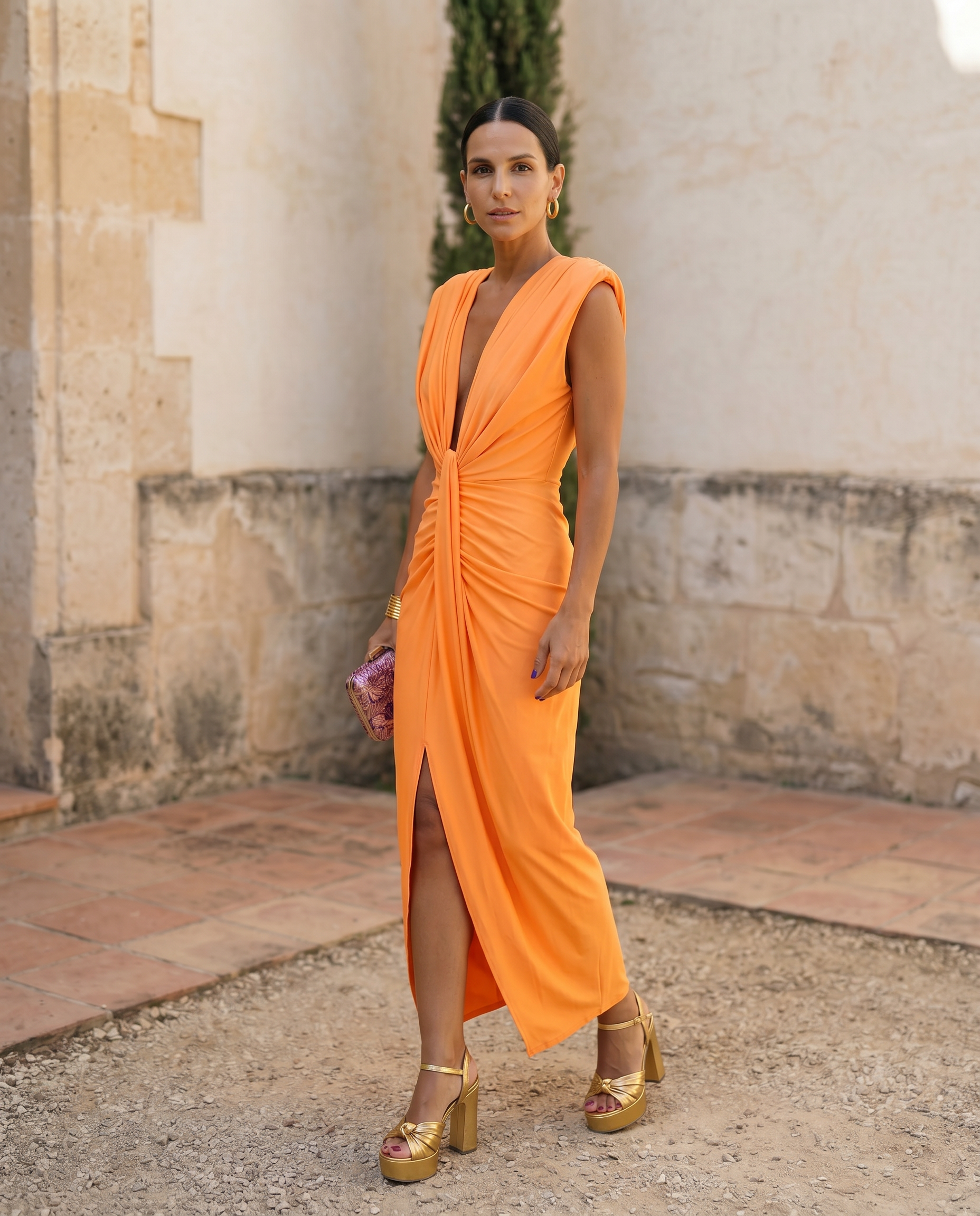 Selena | Drape Dress with Plunging Neckline