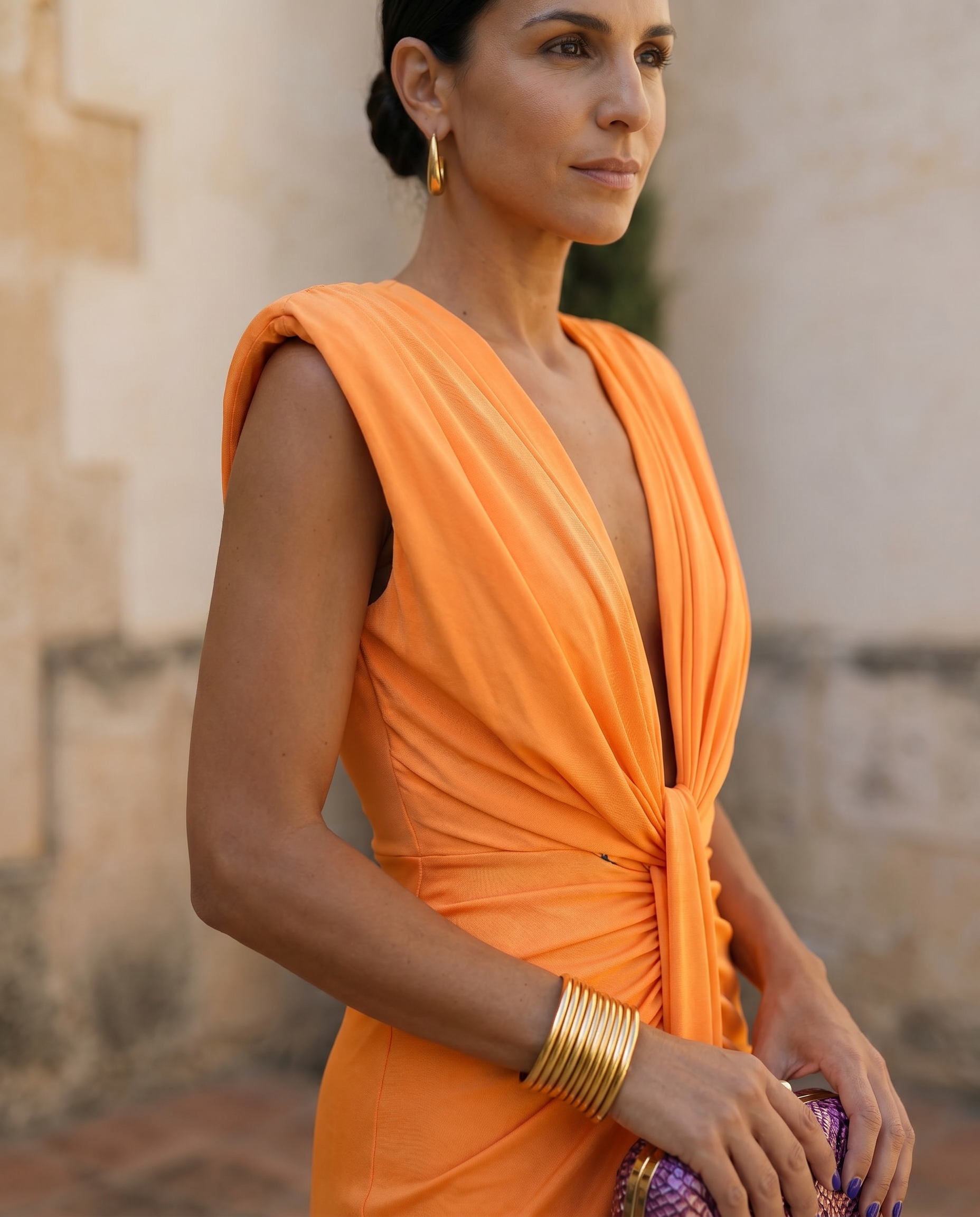 Selena | Drape Dress with Plunging Neckline