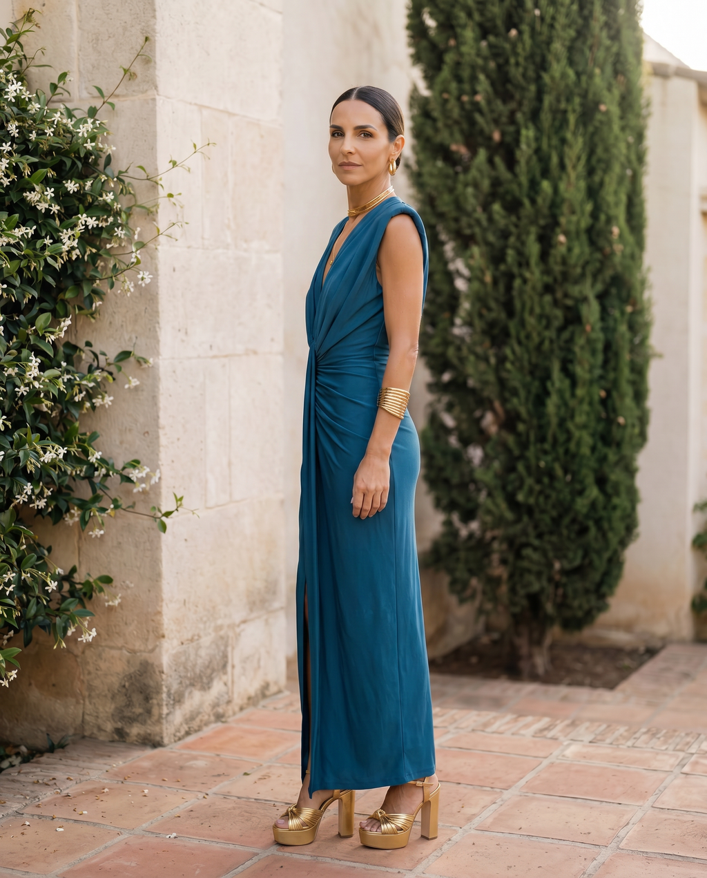 Selena | Drape Dress with Plunging Neckline