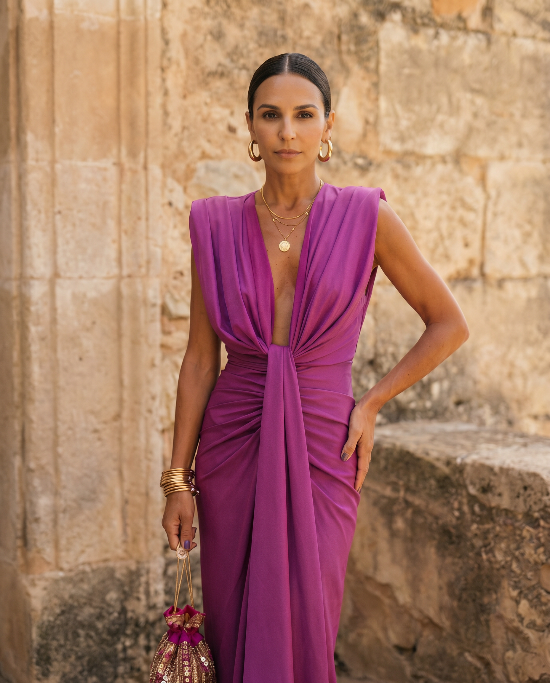 Selena | Drape Dress with Plunging Neckline