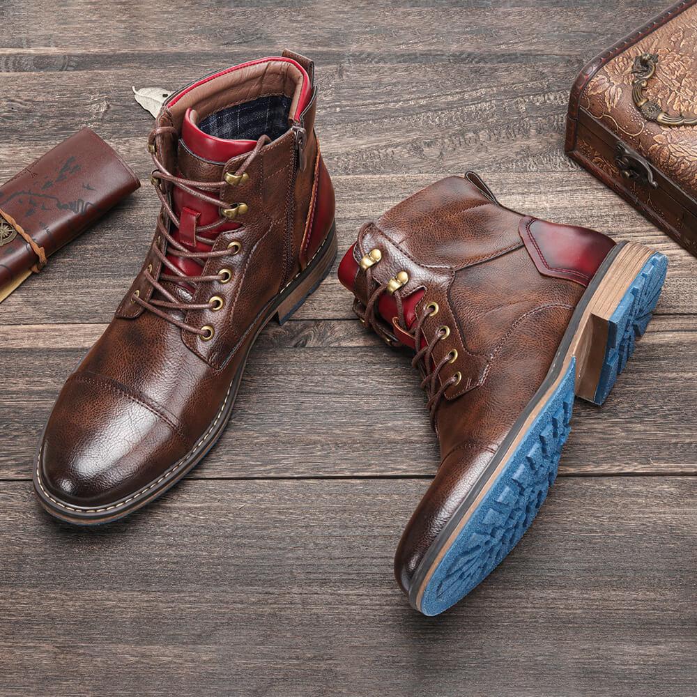 Lukas - Botas Oxford clásicas de cuero vegano para hombre