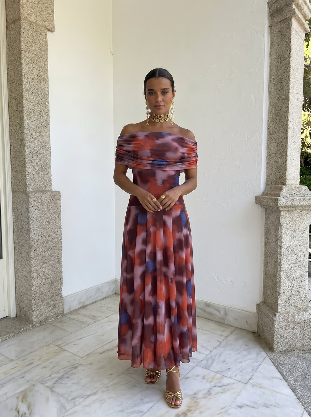 Toledo Printed Maxi Dress | Red