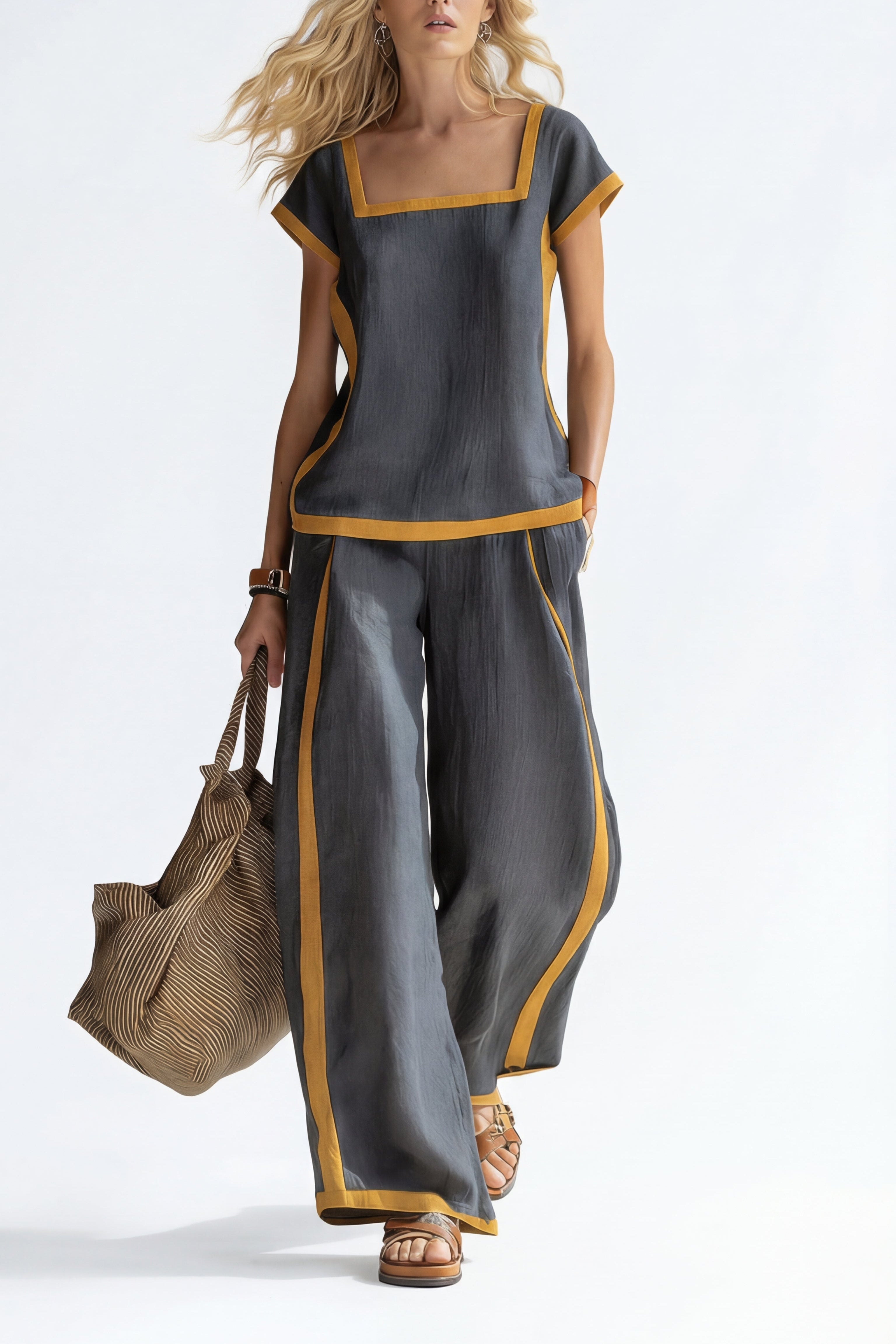 Linen Co-ord Set Elegant Two-Piece